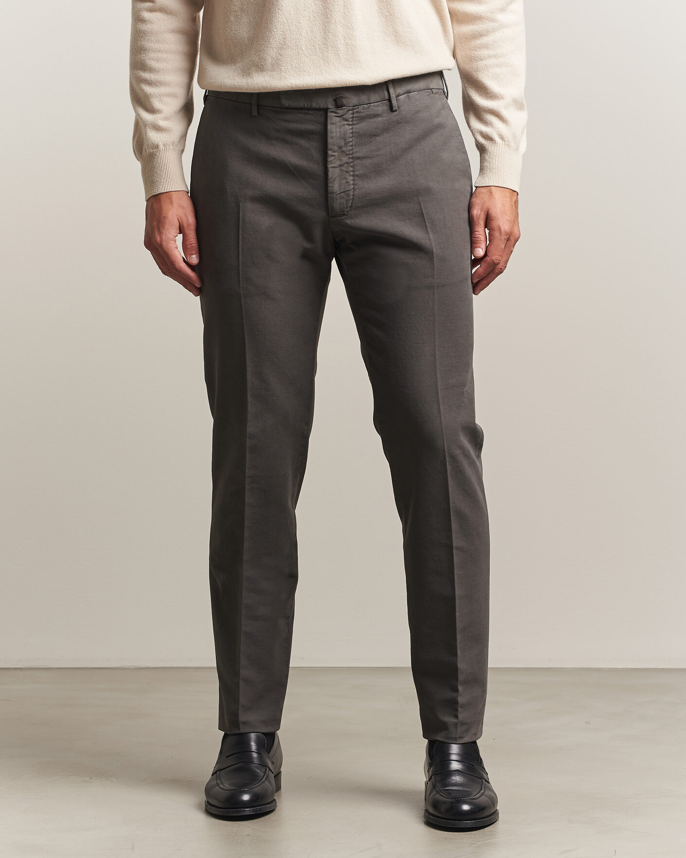Men | Trousers | Incotex | Slim Fit Soft Cotton Stretch Chinos Dark Grey