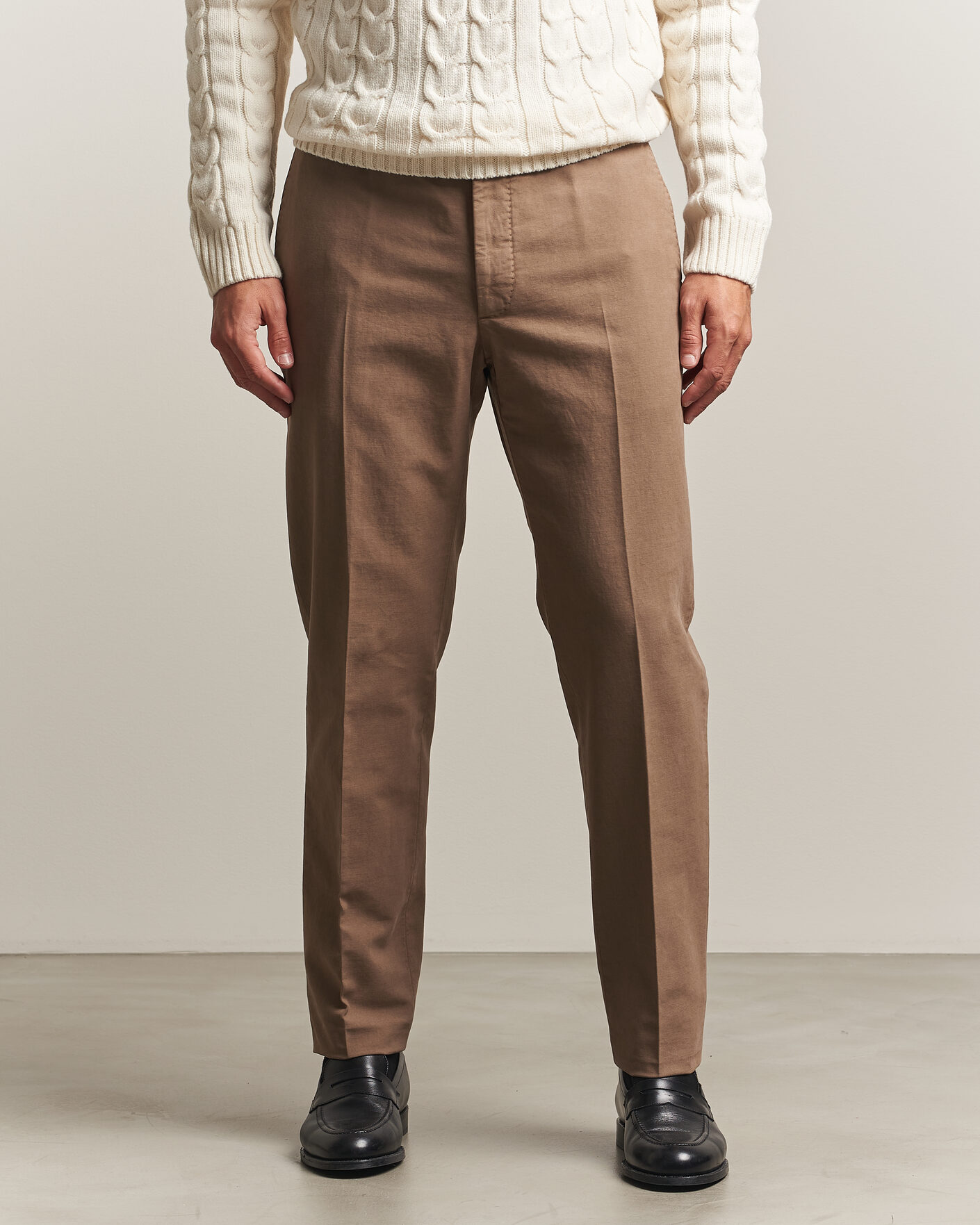 Men | Trousers | Incotex | Regular Fit Soft Cotton Stretch Chinos Taupe