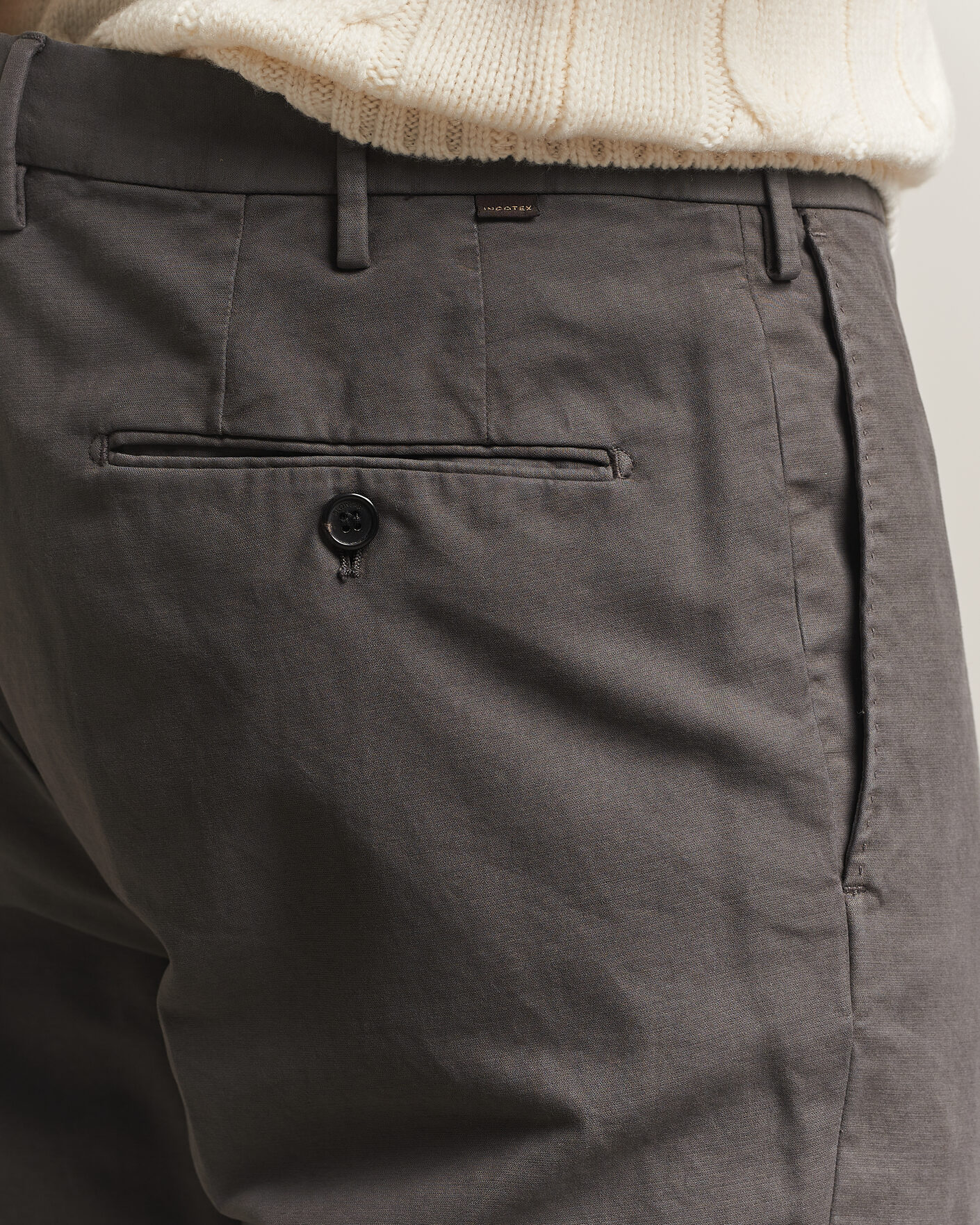 Men | Trousers | Incotex | Regular Fit Soft Cotton Stretch Chinos Dark Grey