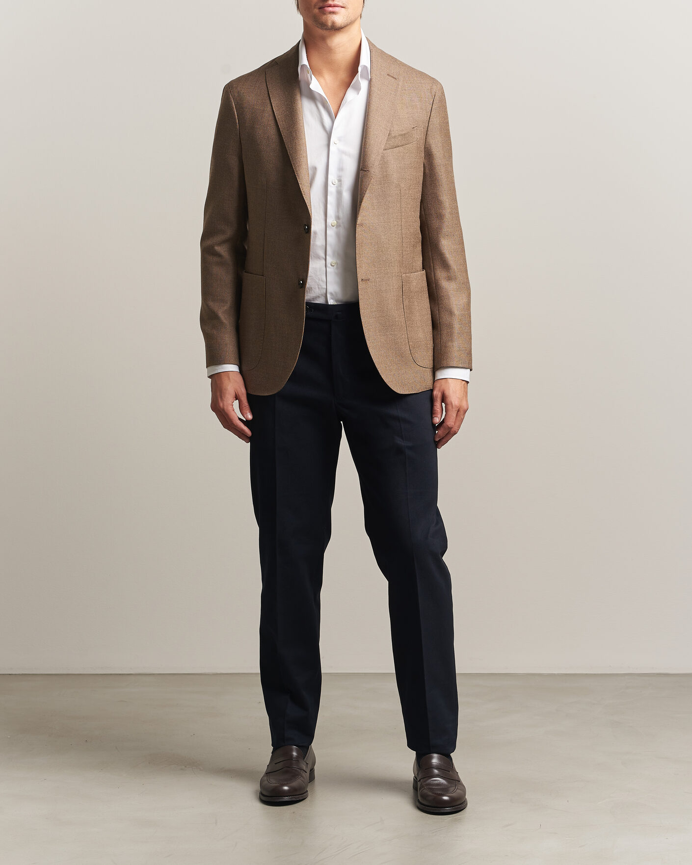 Men | Trousers | Incotex | Regular Fit Cotton/Cashmere Trousers Navy