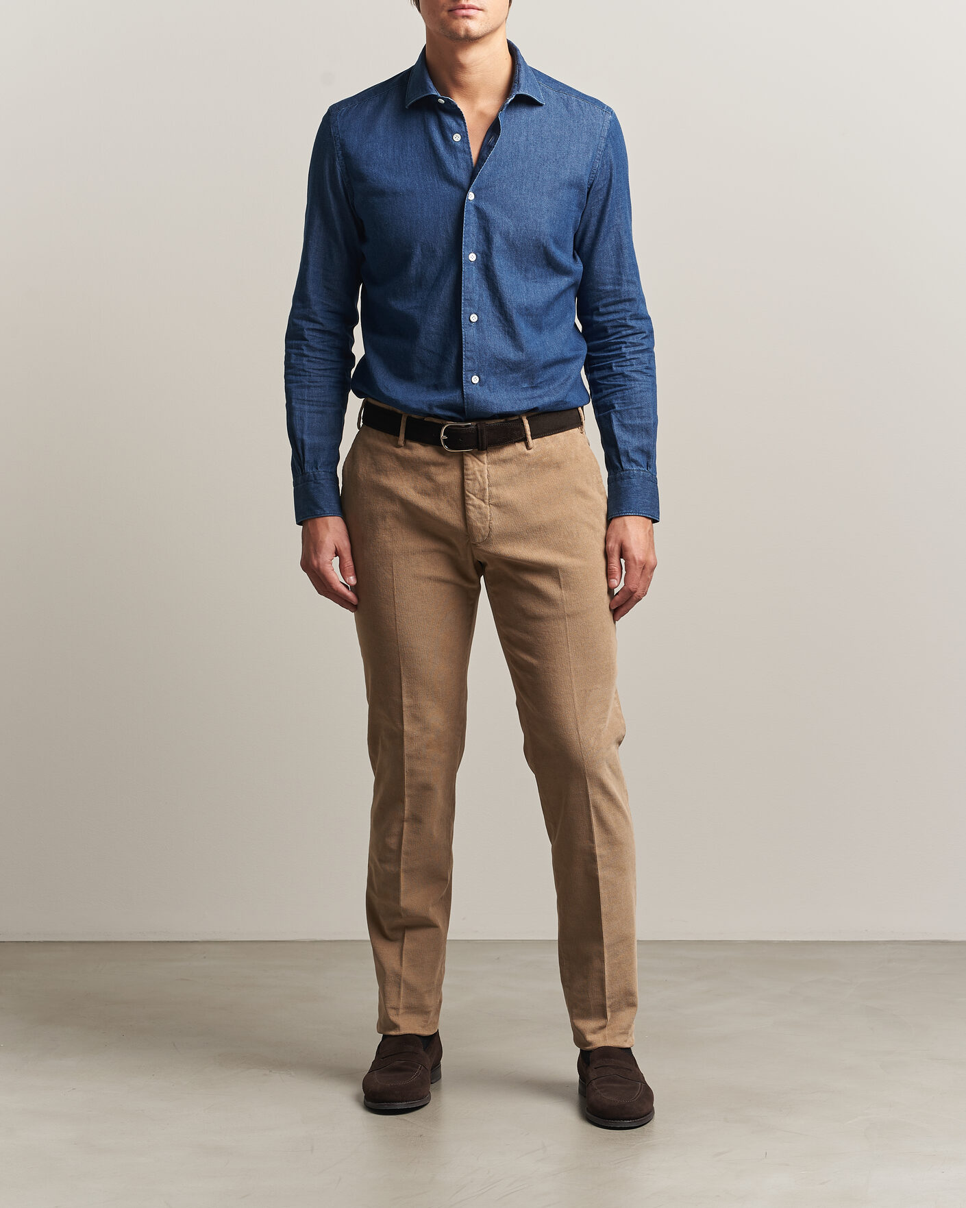 Men | Trousers | Incotex | Slim Fit Baby Corduroy Trousers Beige