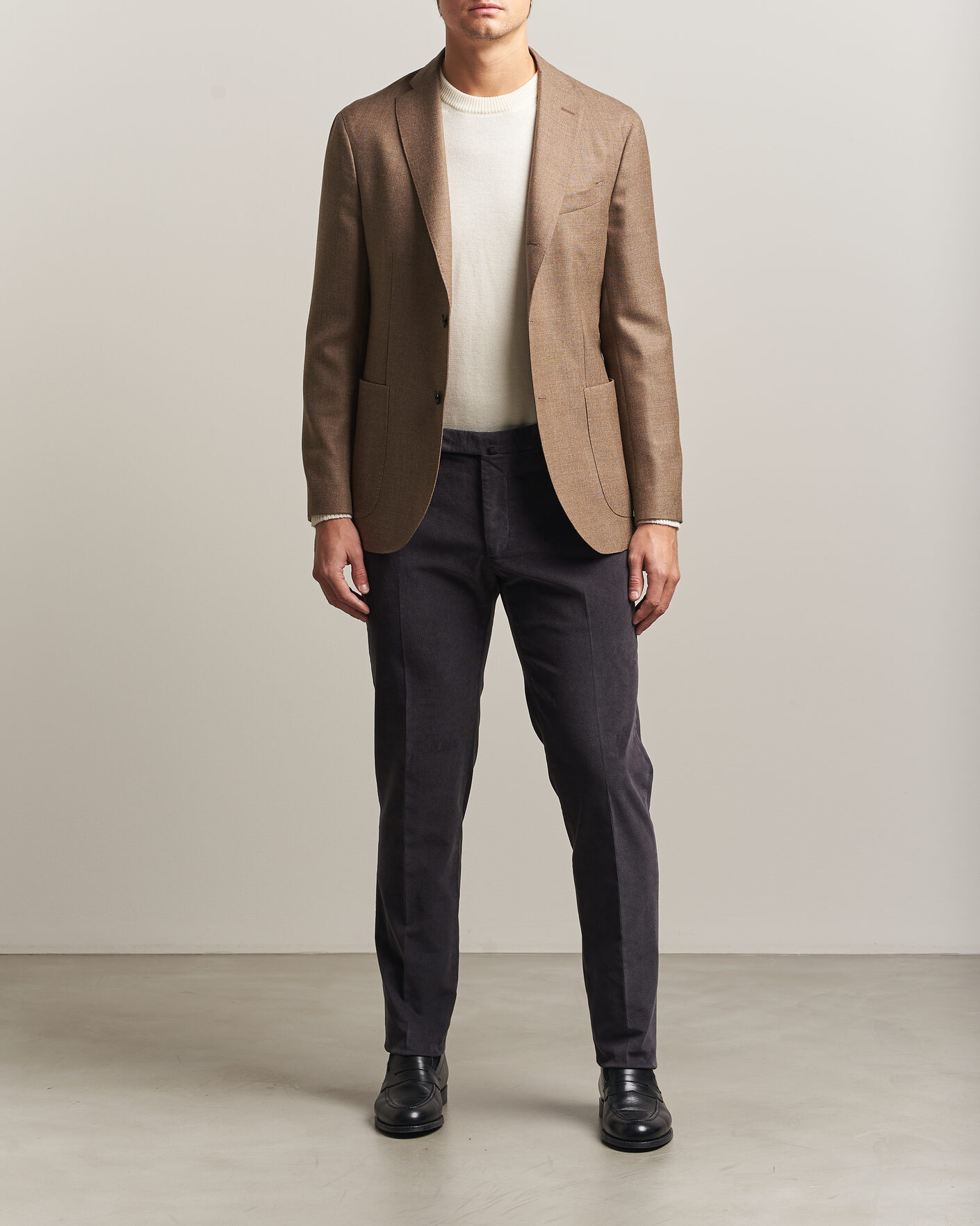 Men | Trousers | Incotex | Slim Fit Baby Corduroy Trousers Dark Grey