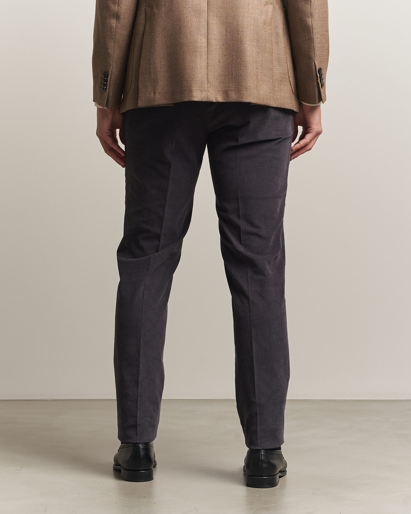 Men | Trousers | Incotex | Slim Fit Baby Corduroy Trousers Dark Grey