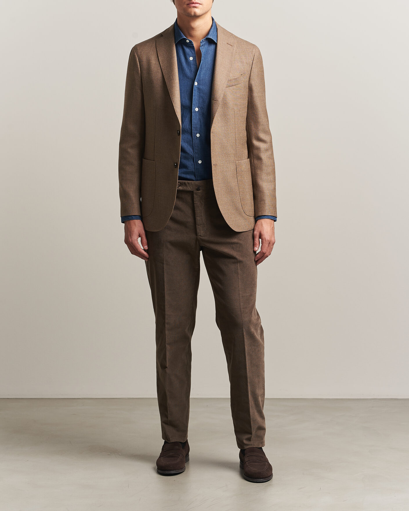 Men | Trousers | Incotex | Regular Fit Baby Corduroy Trousers Taupe