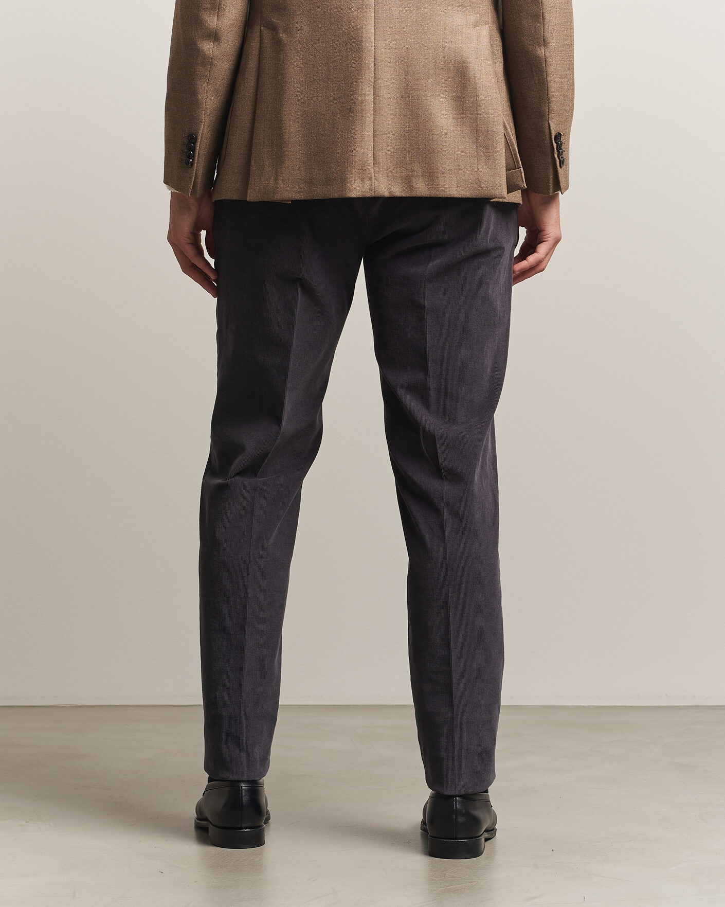 Men | Trousers | Incotex | Regular Fit Baby Corduroy Trousers Dark Grey