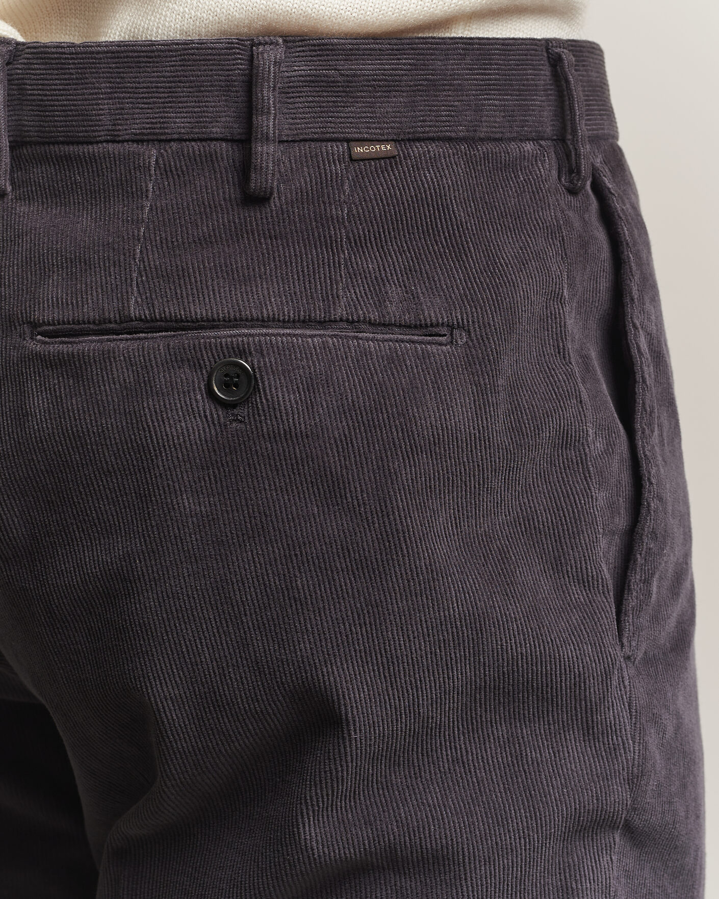 Men | Trousers | Incotex | Regular Fit Baby Corduroy Trousers Dark Grey