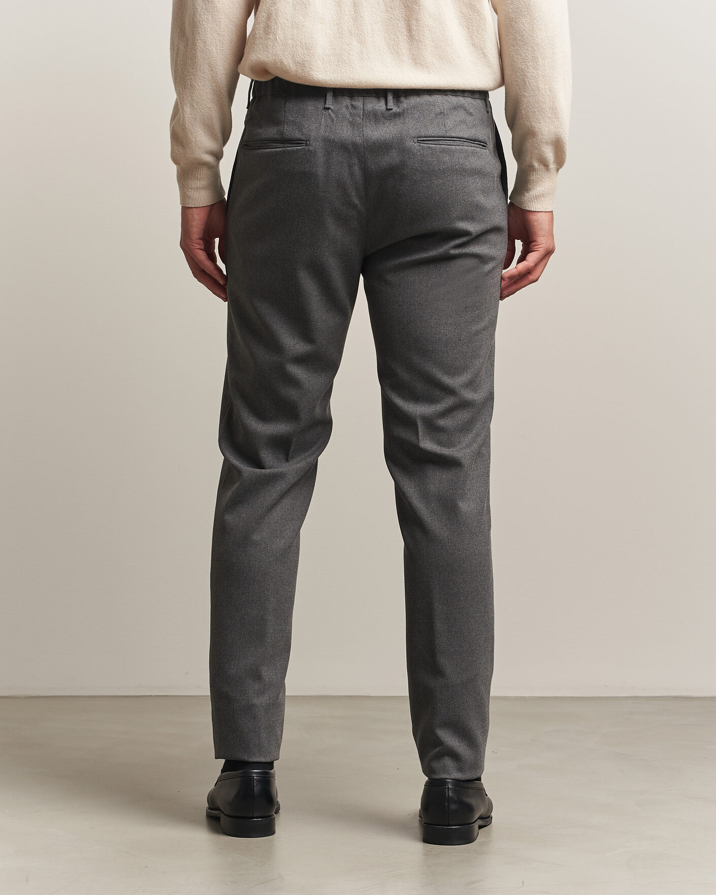 Men | Trousers | Incotex | Slim Fit Washable Flannel Trousers Grey Melange