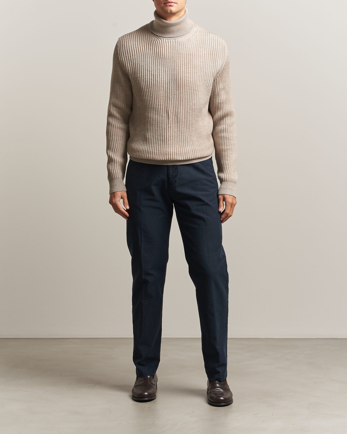 Men | Trousers | Incotex | Regular Fit Garment Dyed Slacks Navy