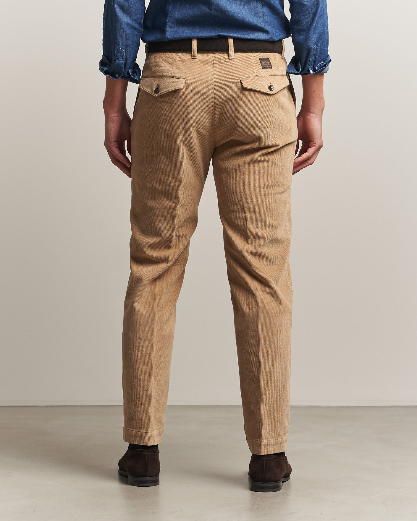 Men | Trousers | Incotex | Regular Fit Washed Corduroy Slacks Khaki