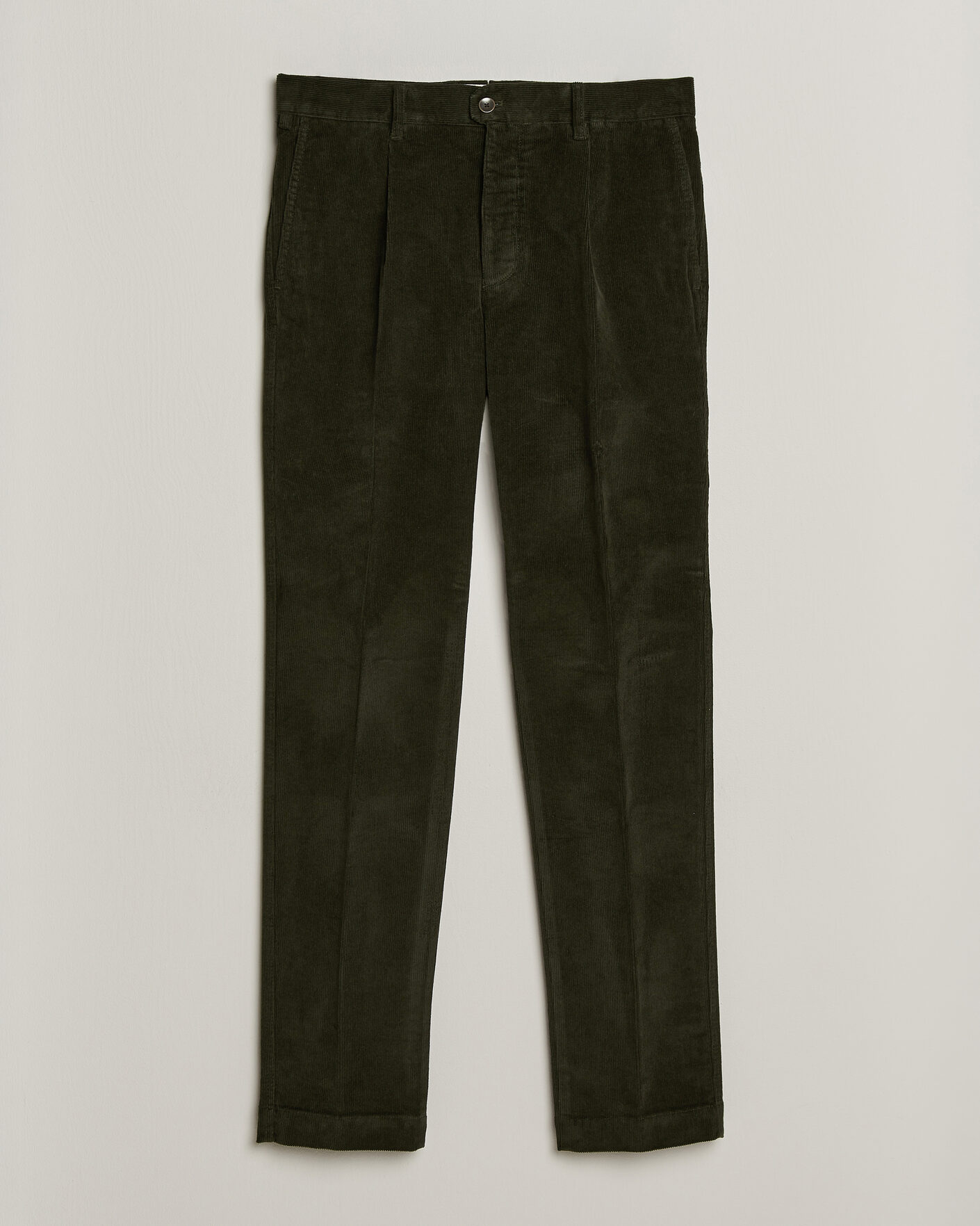 Men | Trousers | Incotex | Regular Fit Washed Corduroy Slacks Forest Green