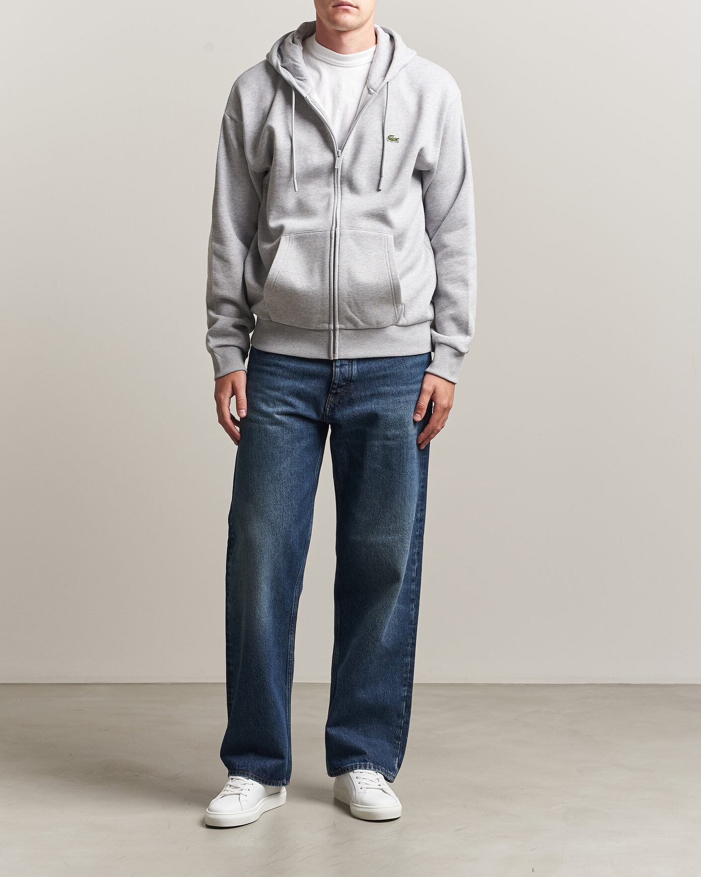 Men | Sweaters & Knitwear | Lacoste | Full Zip Hoodie Silver Chine