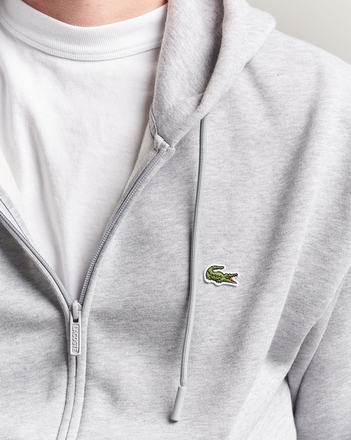 Men | Sweaters & Knitwear | Lacoste | Full Zip Hoodie Silver Chine