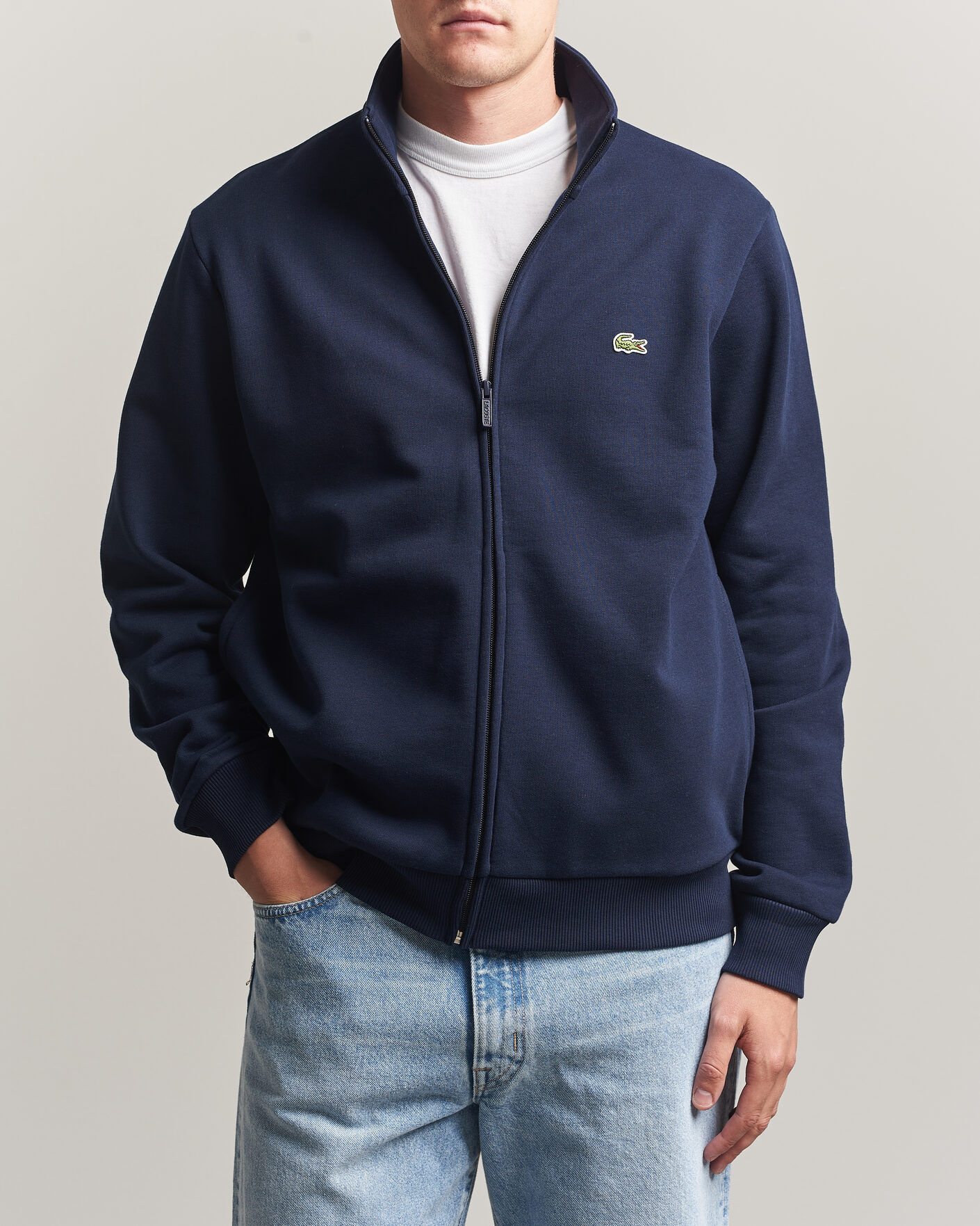 Men | Sweaters & Knitwear | Lacoste | Full Zip Sweater Navy Blue