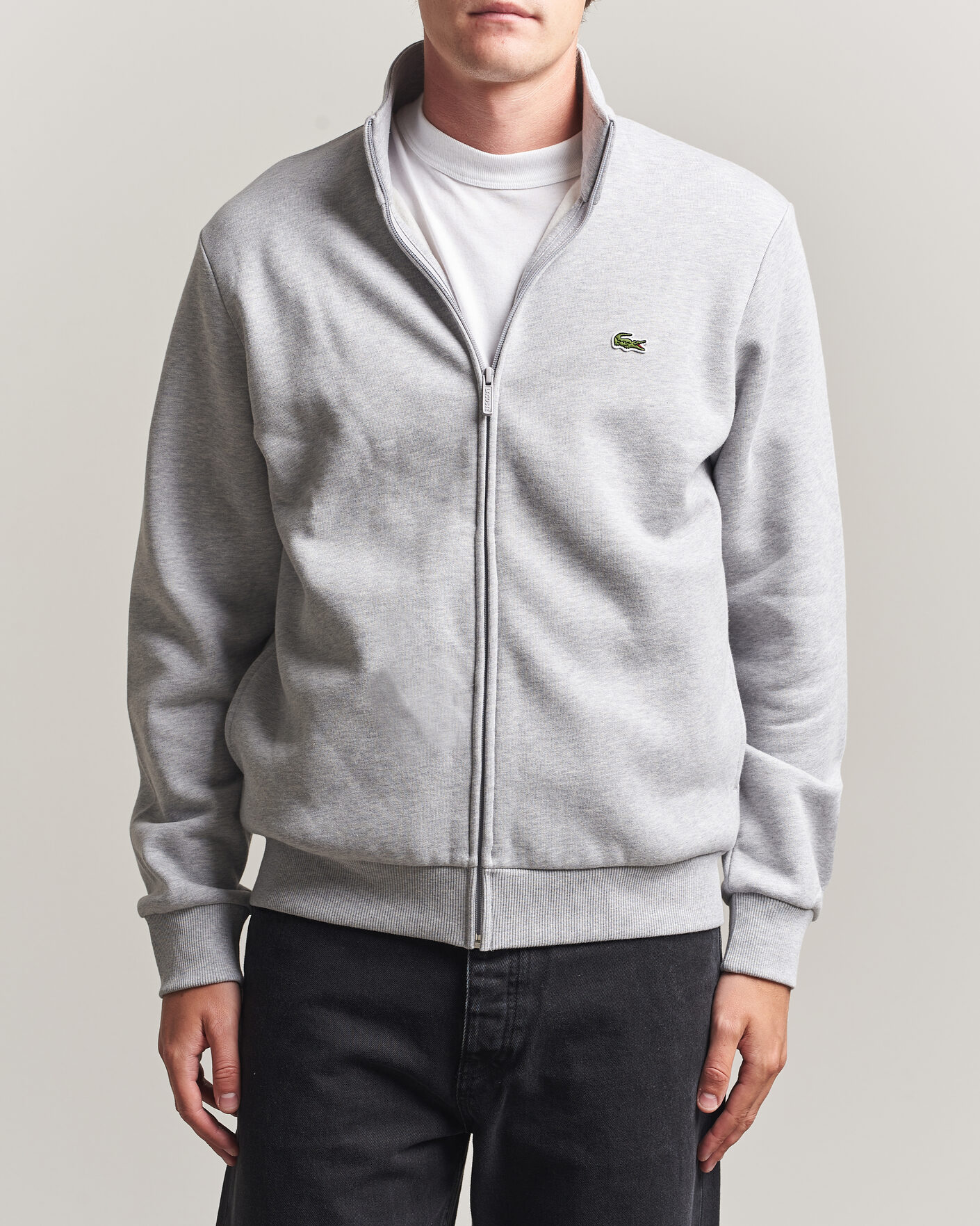 Men | Sweaters & Knitwear | Lacoste | Full Zip Sweater Silver Chine