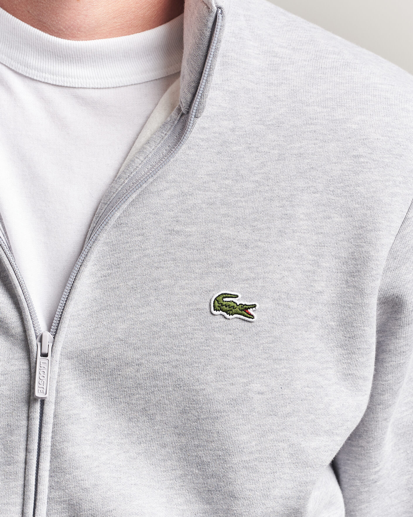 Men | Sweaters & Knitwear | Lacoste | Full Zip Sweater Silver Chine