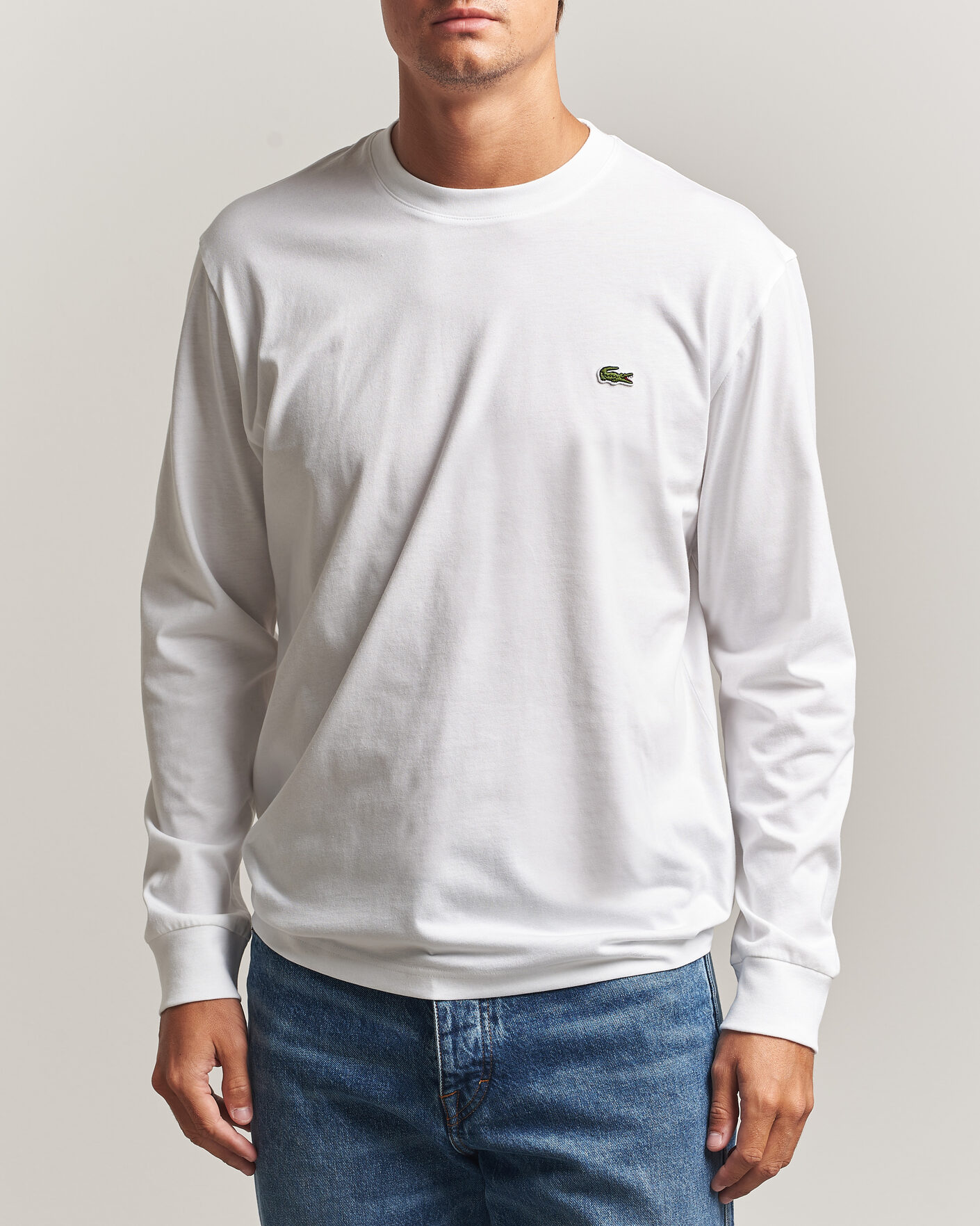 Men | T-Shirts | Lacoste | Crew Neck Long Sleeve T-Shirt White