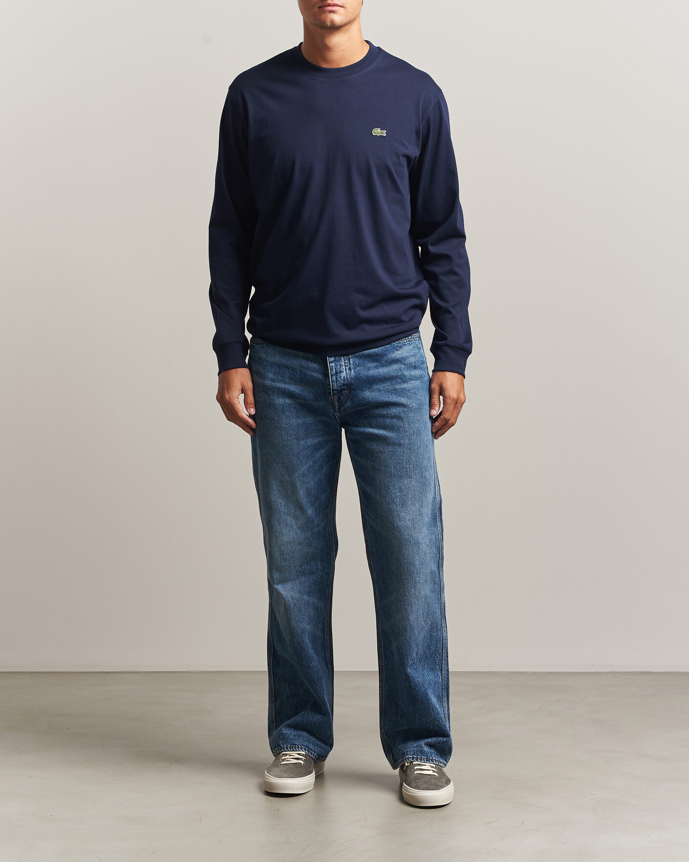 Men | T-Shirts | Lacoste | Crew Neck Long Sleeve T-Shirt Navy Blue