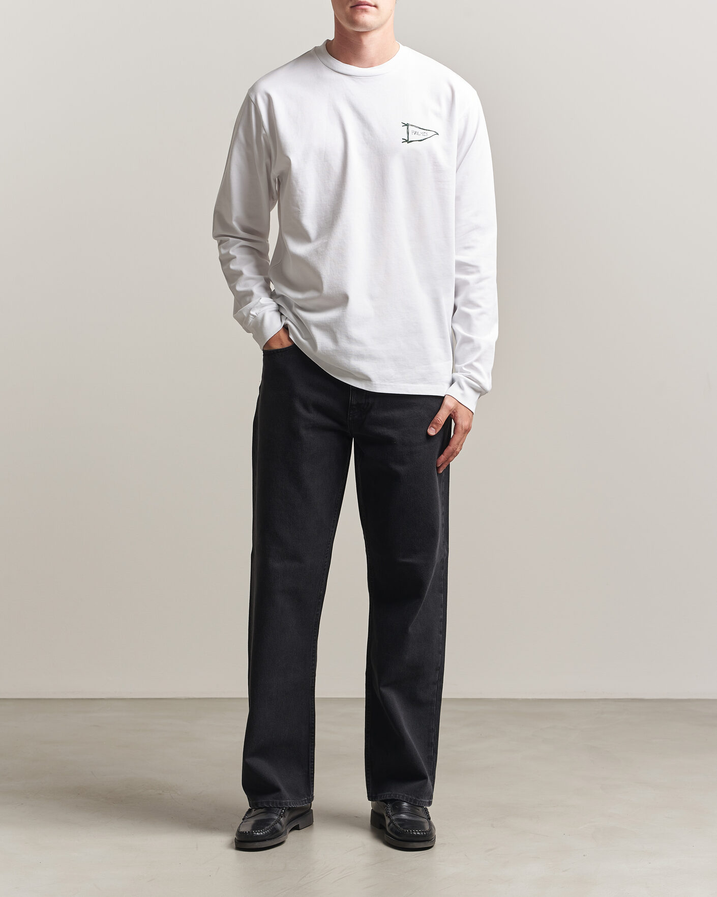 Men | T-Shirts | Palmes | Pennant Long Sleeve T-Shirt White
