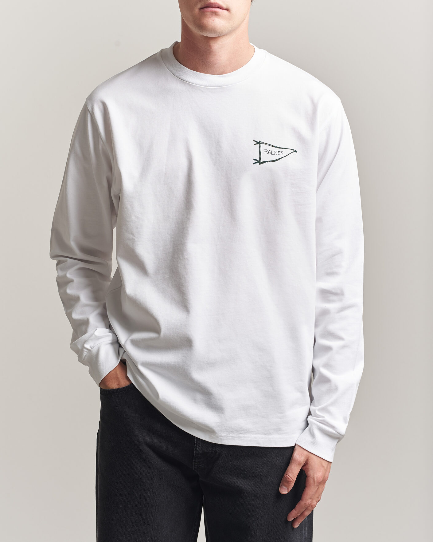 Men | T-Shirts | Palmes | Pennant Long Sleeve T-Shirt White