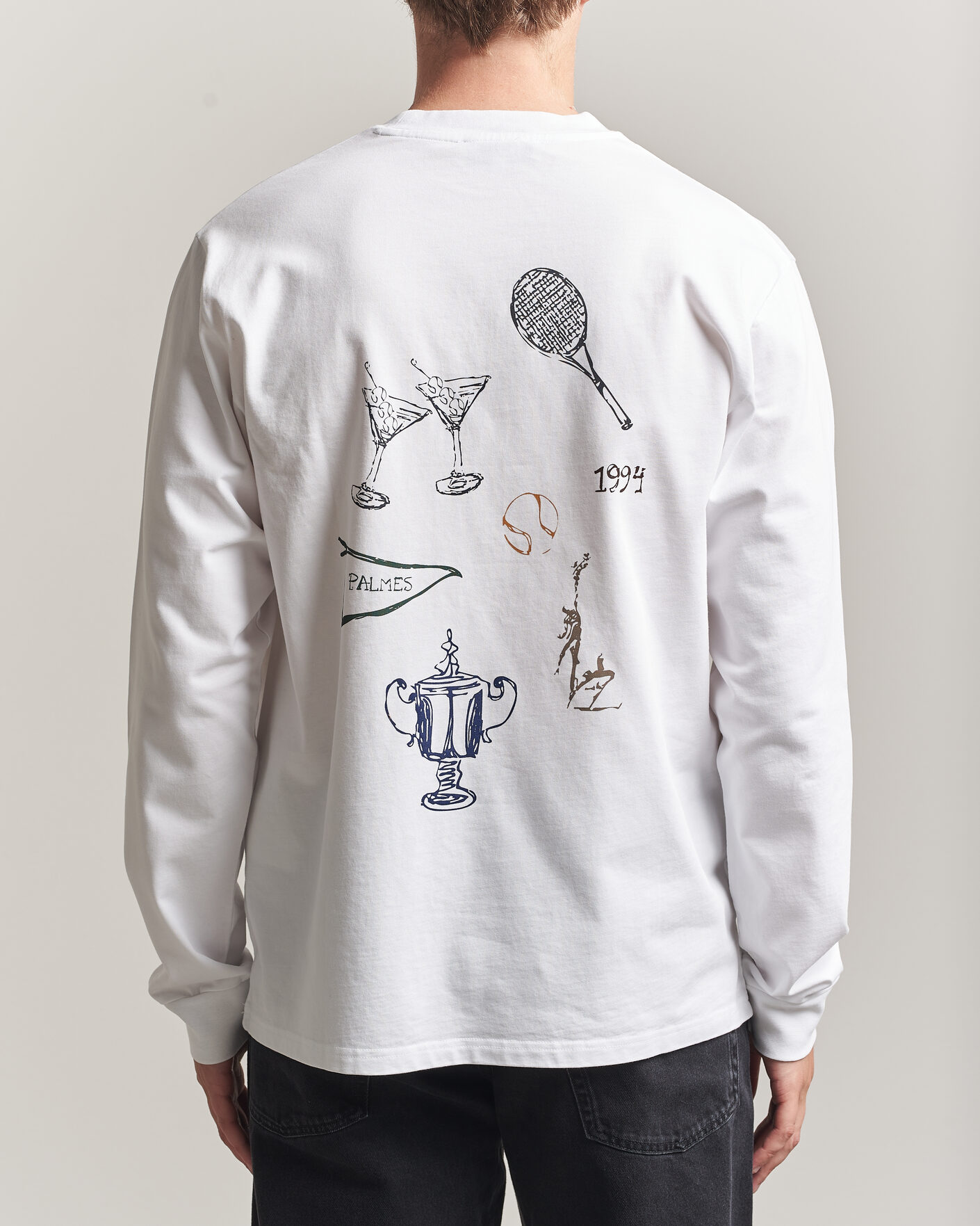 Men | T-Shirts | Palmes | Pennant Long Sleeve T-Shirt White