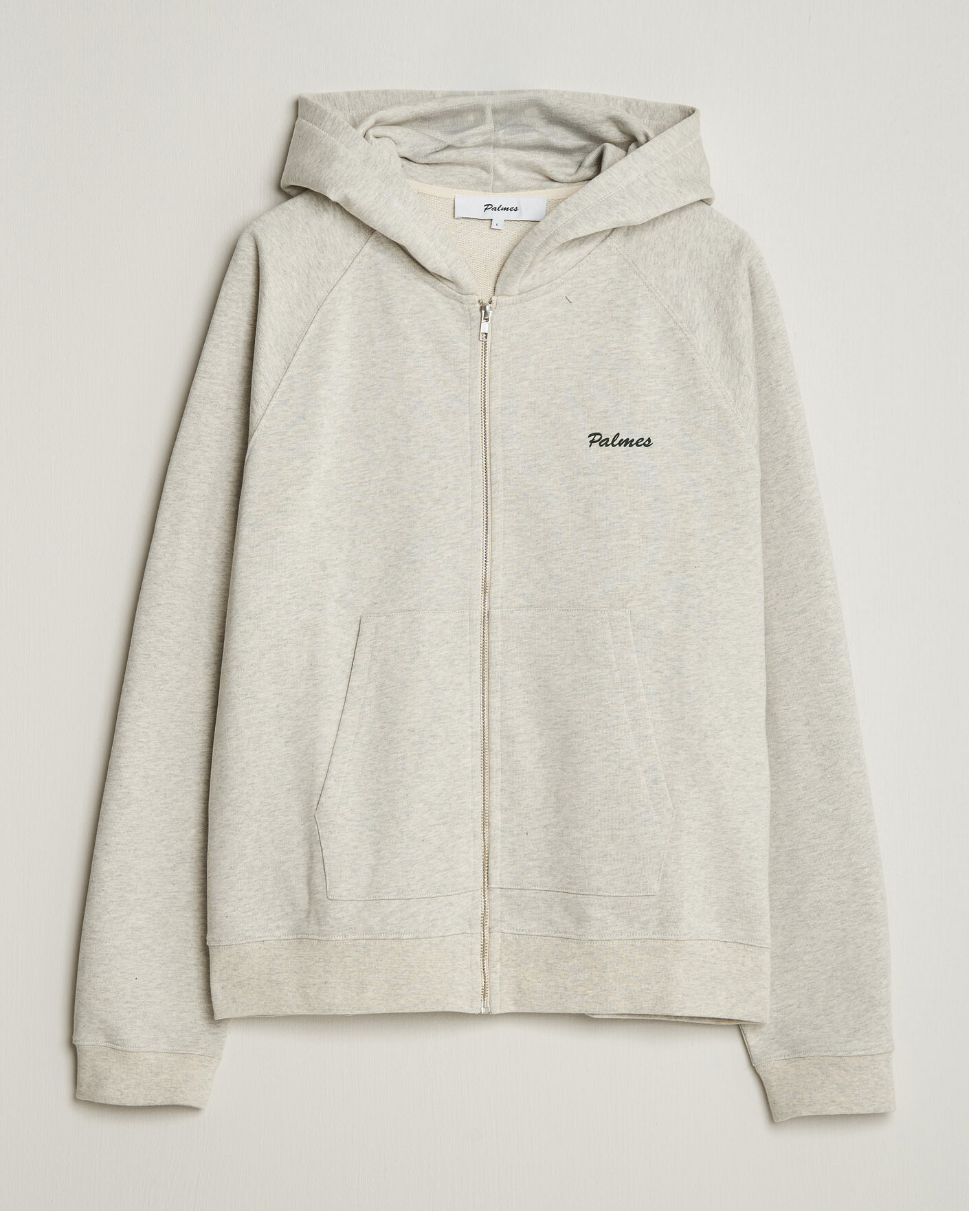 Men | Sweaters & Knitwear | Palmes | Logo Zip Hoodie Grey Melange