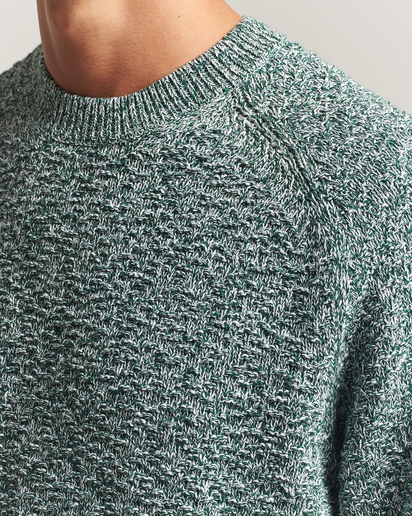 Men | Sweaters & Knitwear | Palmes | Knitted Crew Neck Sweater Green Melange
