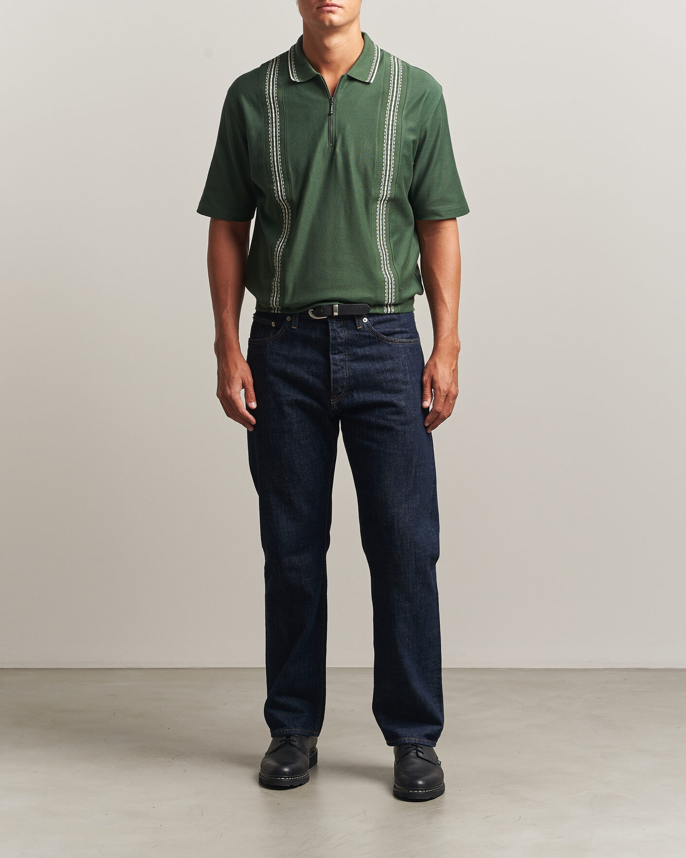 Men | Polo Shirts | Palmes | Panel Zip Polo Green