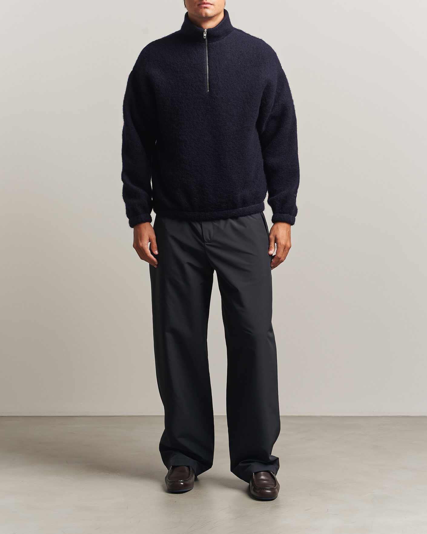 Men | Sweaters & Knitwear | Jil Sander | Half Zip Fleece Sweater Navy