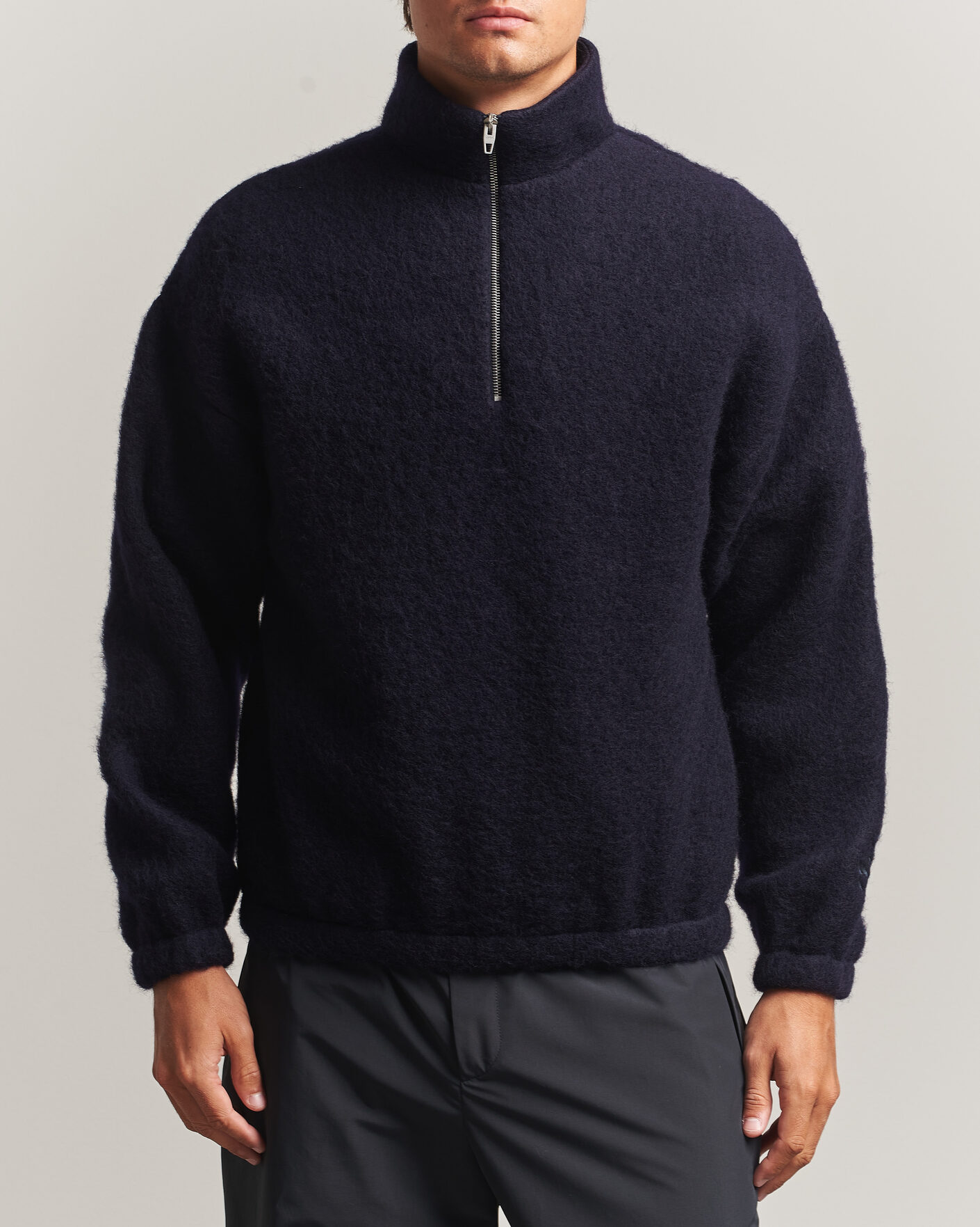 Men | Sweaters & Knitwear | Jil Sander | Half Zip Fleece Sweater Navy