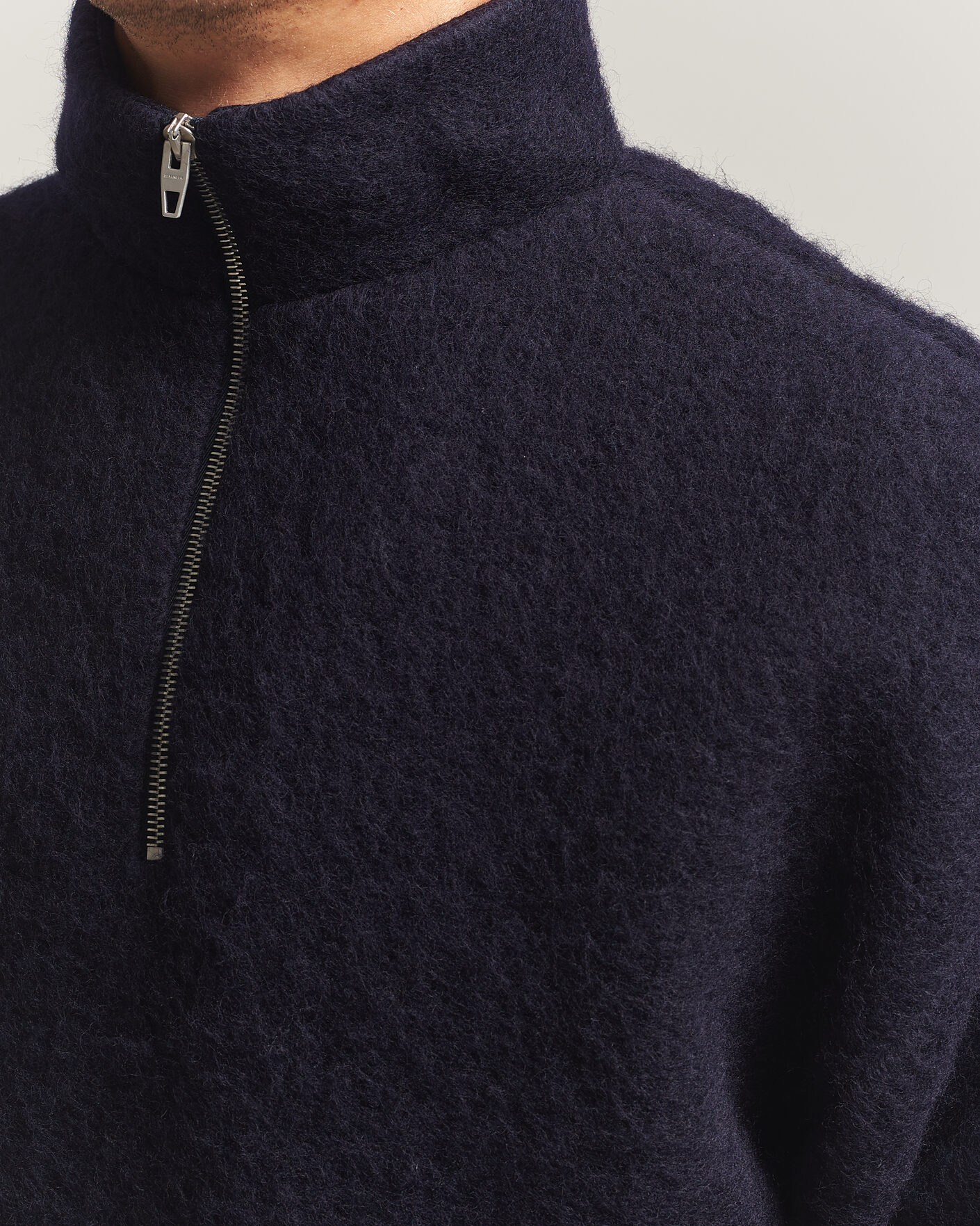 Men | Sweaters & Knitwear | Jil Sander | Half Zip Fleece Sweater Navy