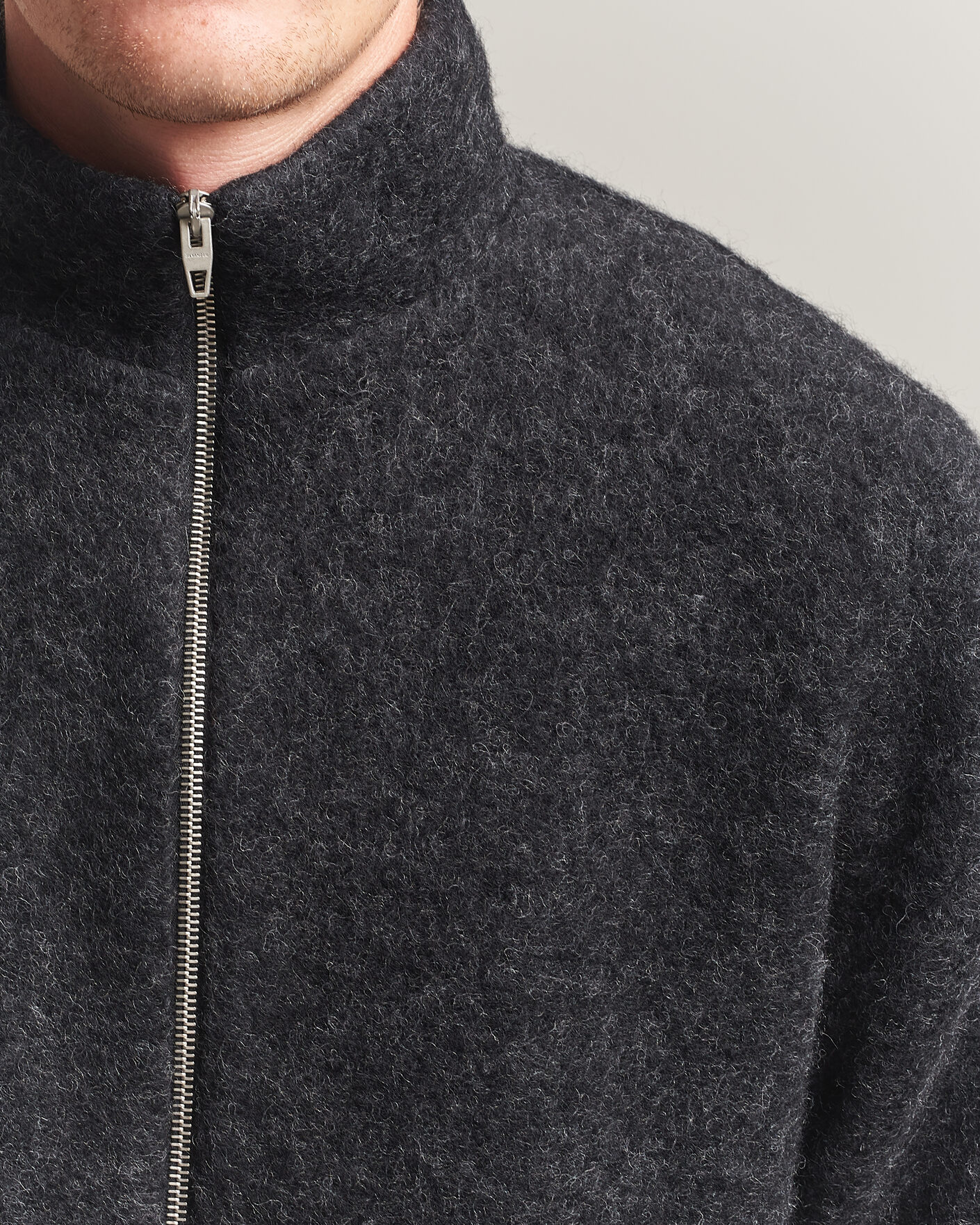 Men | Coats & Jackets | Jil Sander | Full Zip Fleece Jacket Charcoal