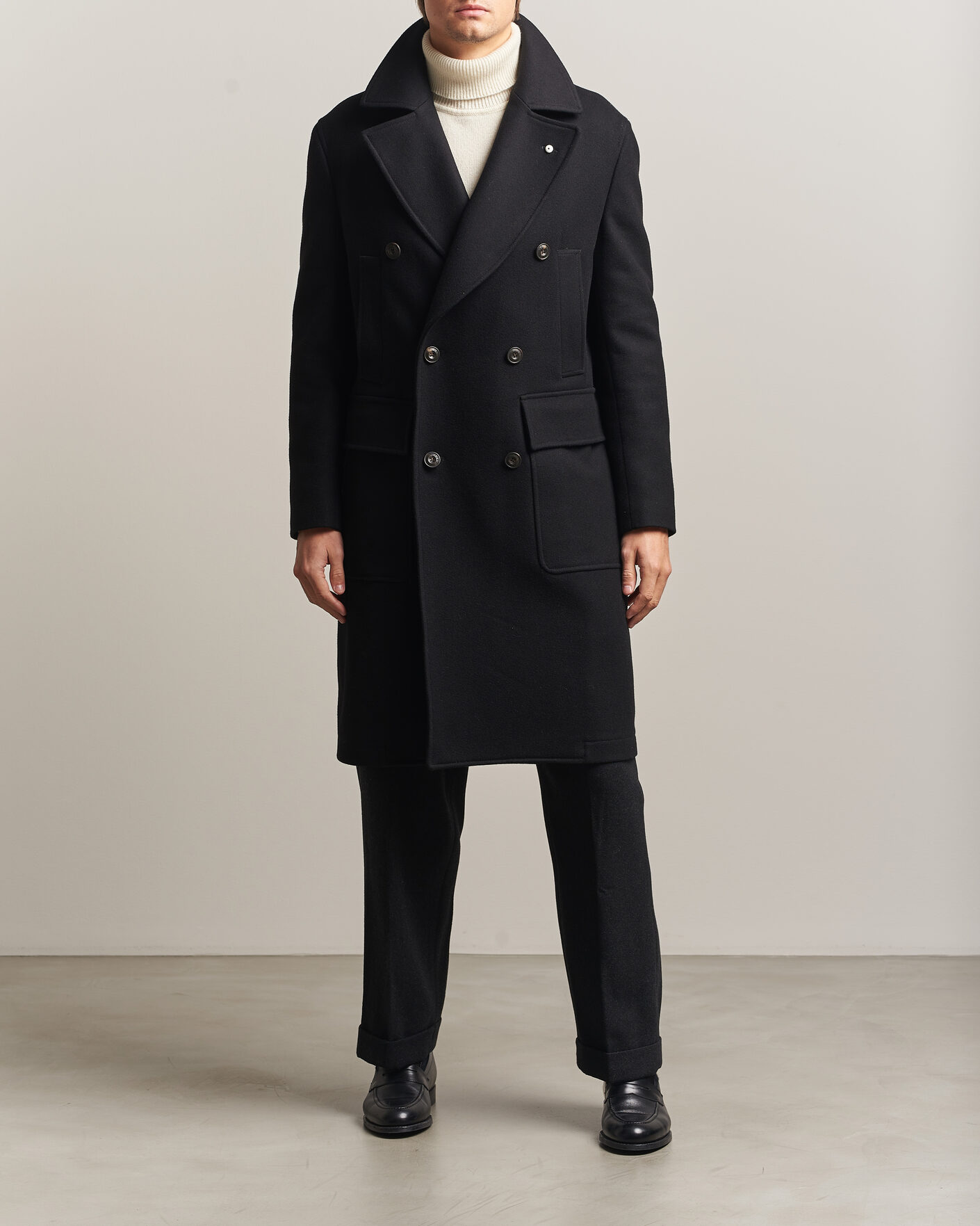 Men | Coats & Jackets | L.B.M. 1911 | Double Breasted Wool/Cashmere Coat Black