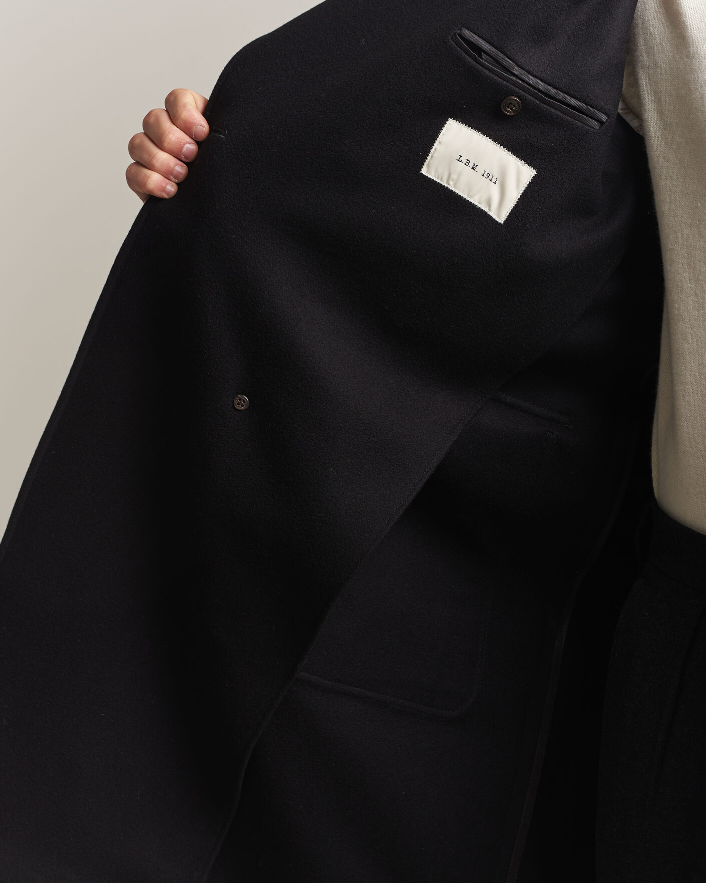 Men | Coats & Jackets | L.B.M. 1911 | Double Breasted Wool/Cashmere Coat Black