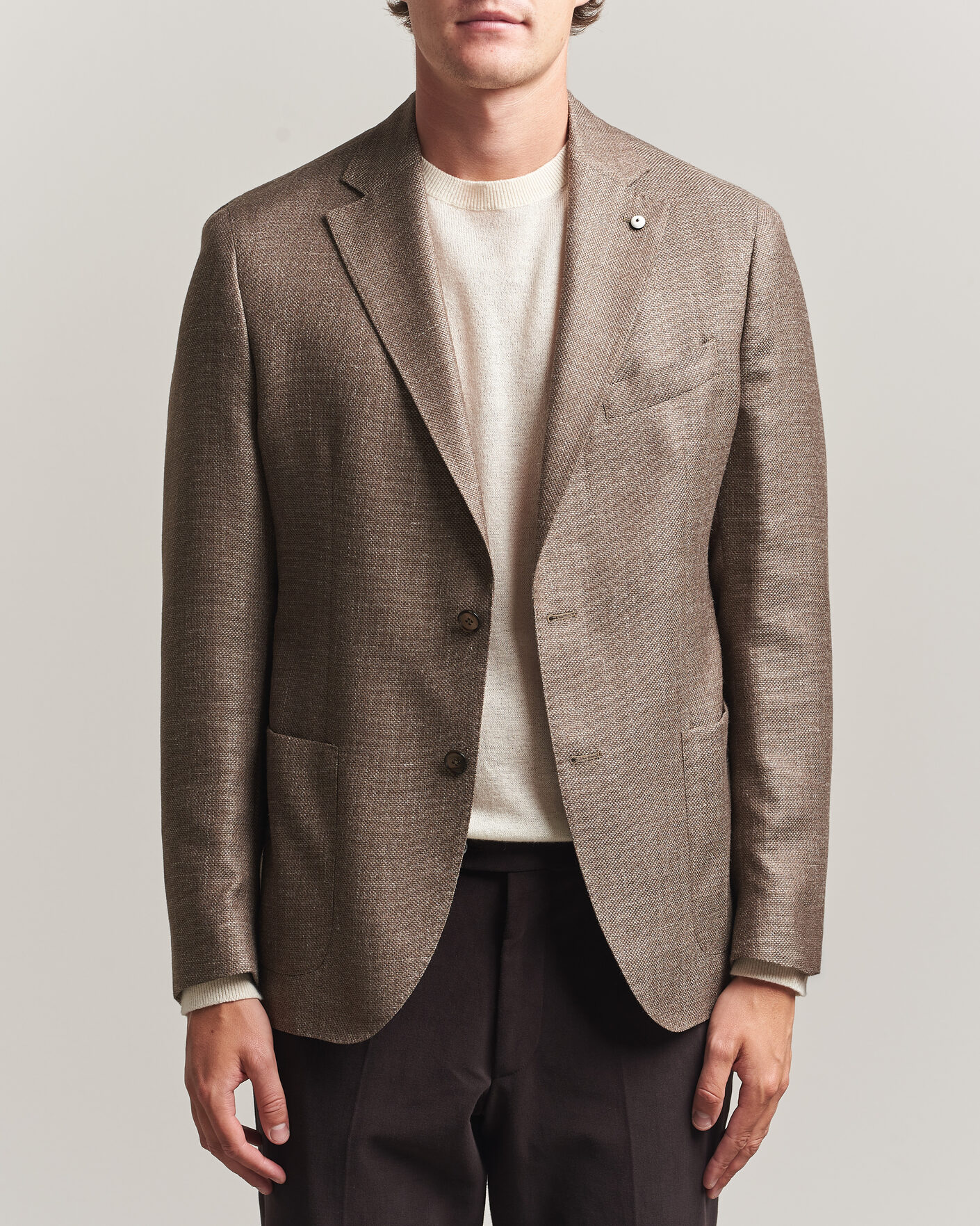 Men | Blazers | L.B.M. 1911 | Jack Wool/Silk Hopsack Blazer Brown