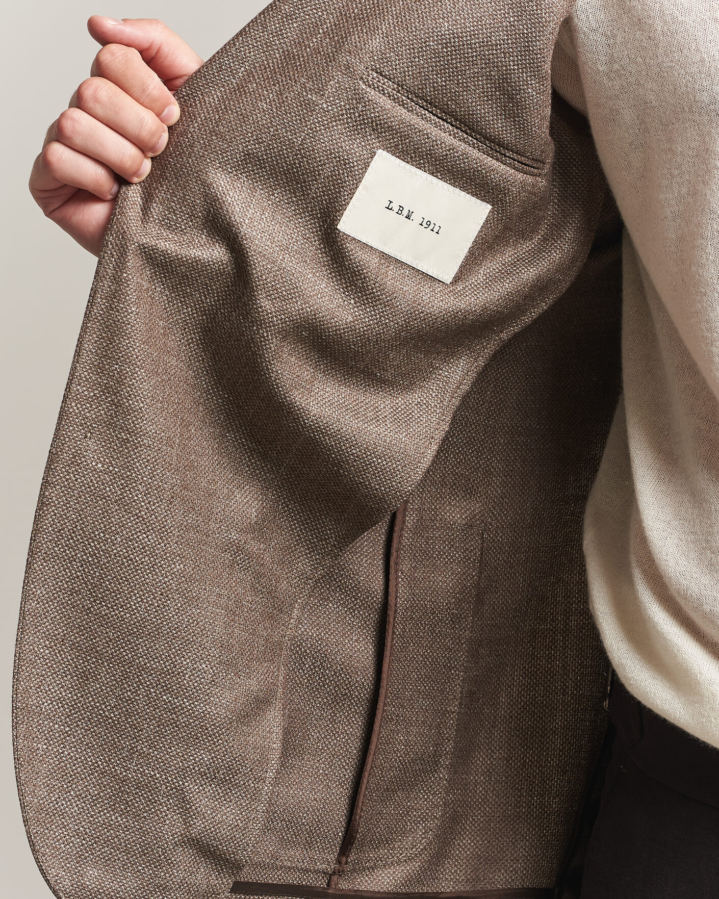 Men | Blazers | L.B.M. 1911 | Jack Wool/Silk Hopsack Blazer Brown