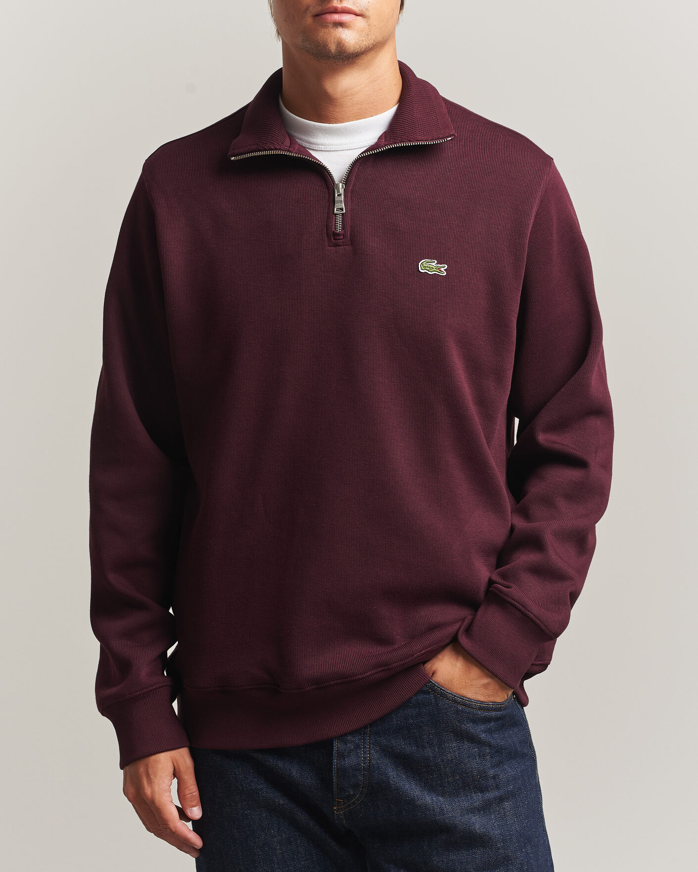 Men | Sweaters & Knitwear | Lacoste | Rib Interlock Half Zip Oxalis