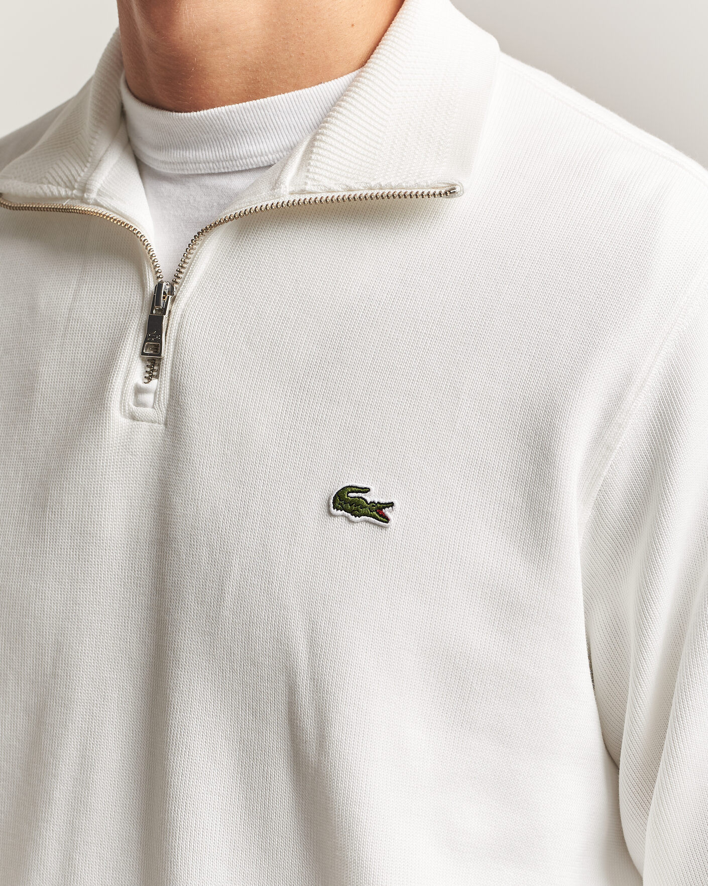 Men | Sweaters & Knitwear | Lacoste | Rib Interlock Half Zip Flour