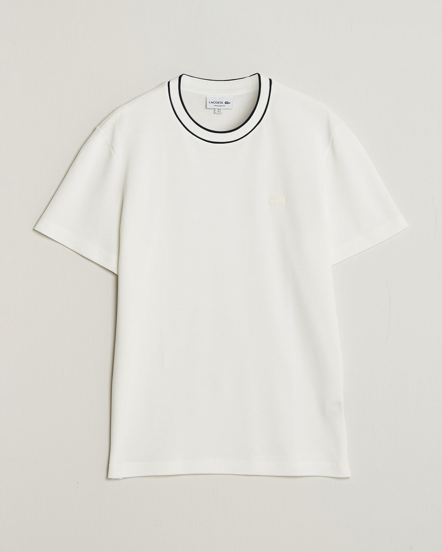 Men | T-Shirts | Lacoste | Contrast Rib Piqué T-Shirt Flour