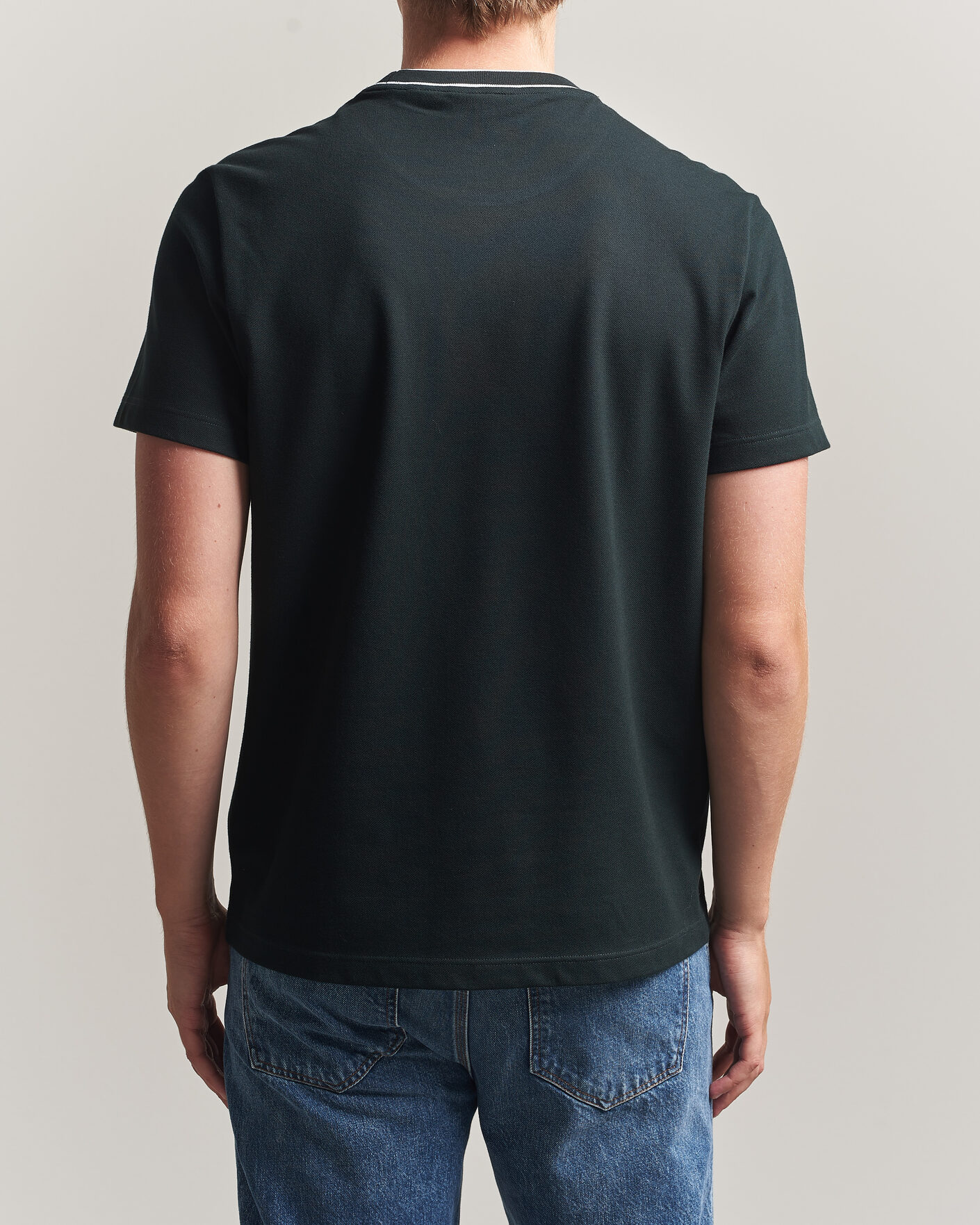 Men | T-Shirts | Lacoste | Contrast Rib Piqué T-Shirt Dark Varech