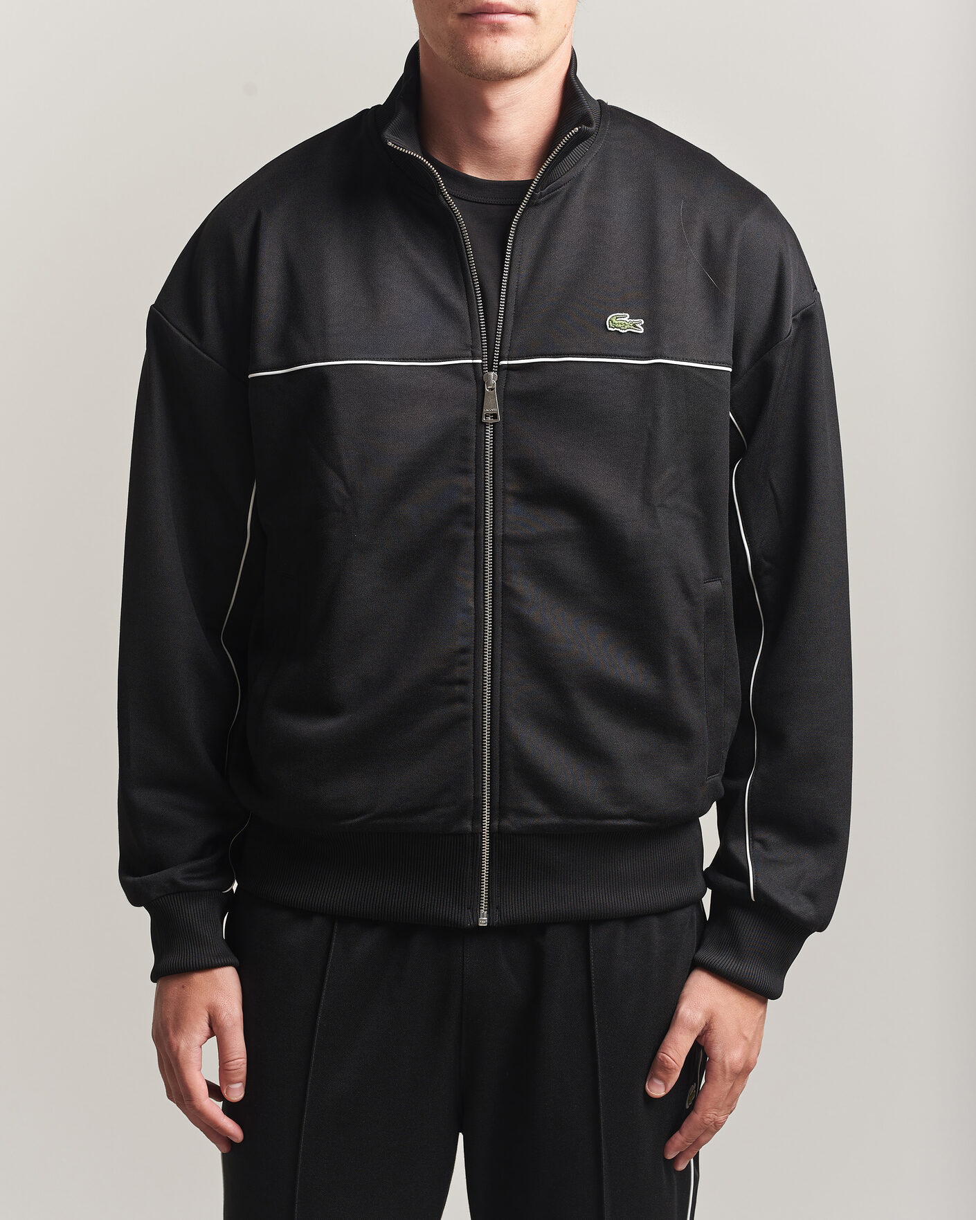 Men | Sweaters & Knitwear | Lacoste | Piqué Track Jacket Black