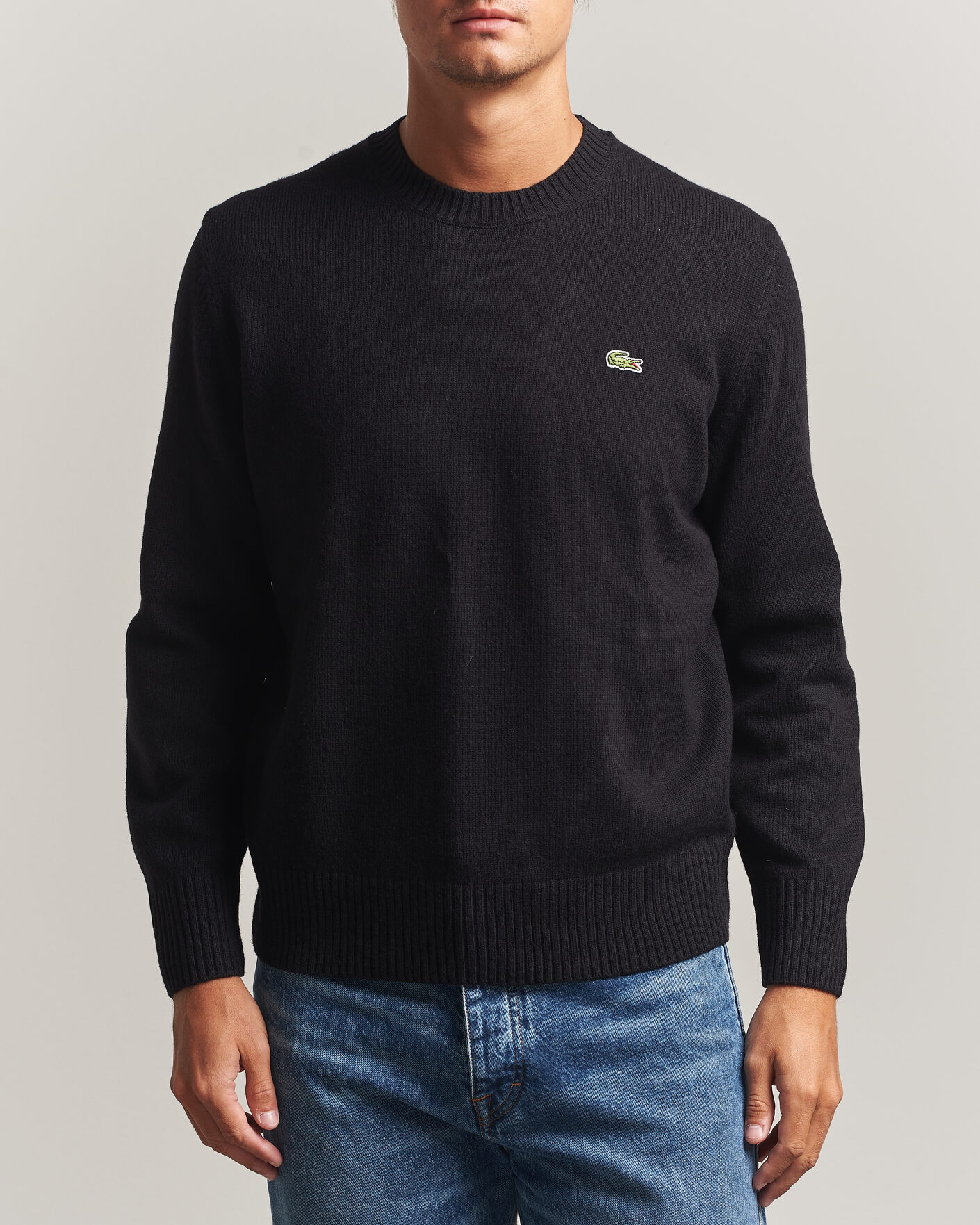 Men | Sweaters & Knitwear | Lacoste | Carded Wool Crew Neck Black