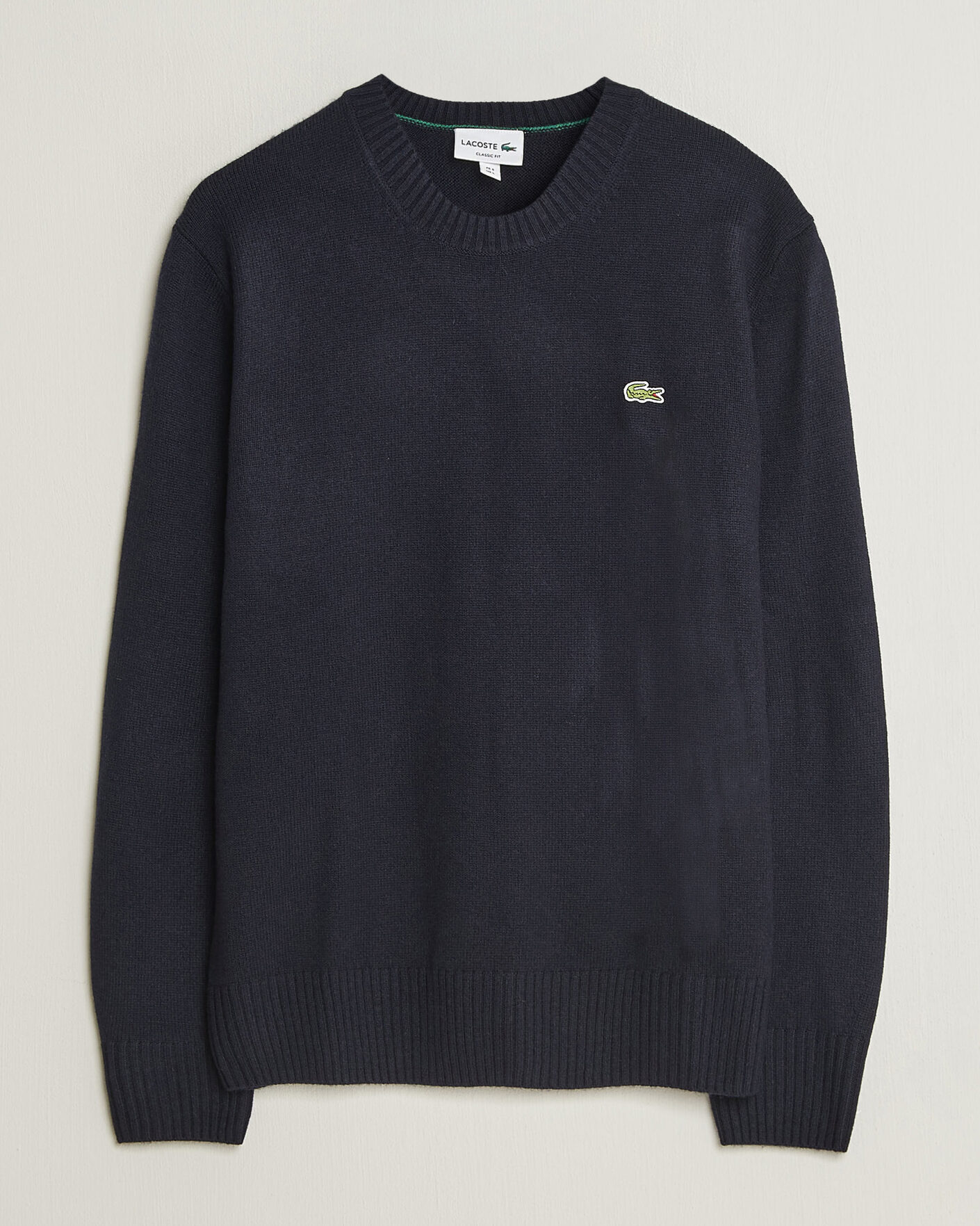 Men | Sweaters & Knitwear | Lacoste | Carded Wool Crew Neck Navy Blue