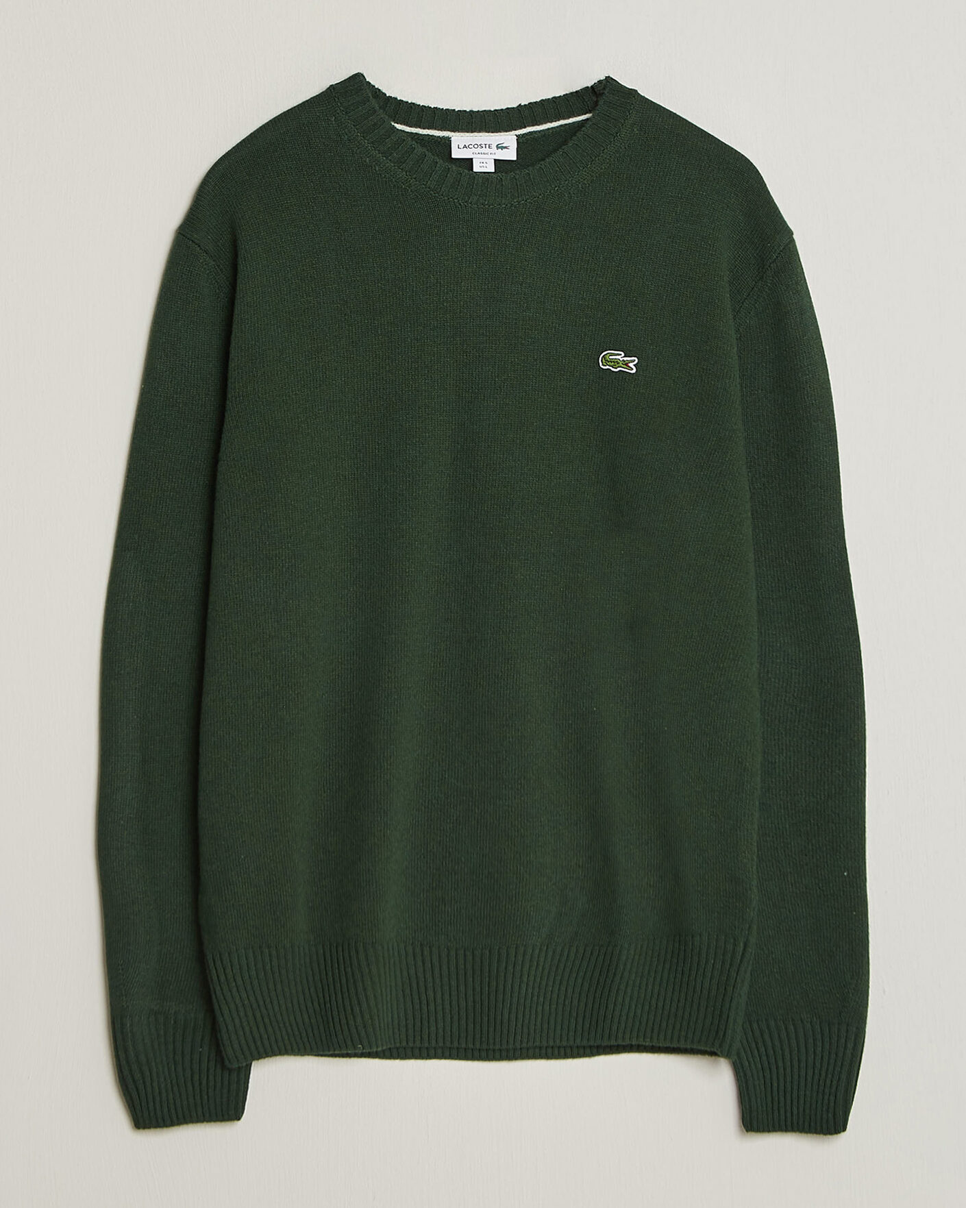 Men | Sweaters & Knitwear | Lacoste | Carded Wool Crew Neck Sinople