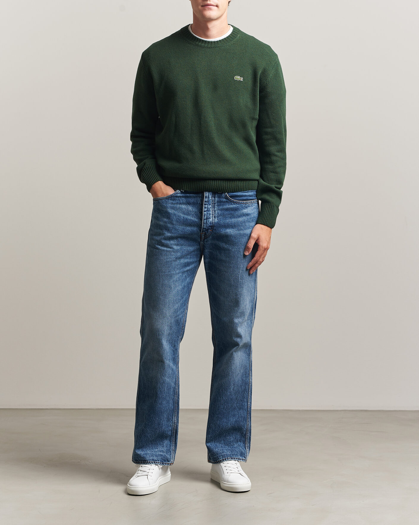 Men | Sweaters & Knitwear | Lacoste | Carded Wool Crew Neck Sinople