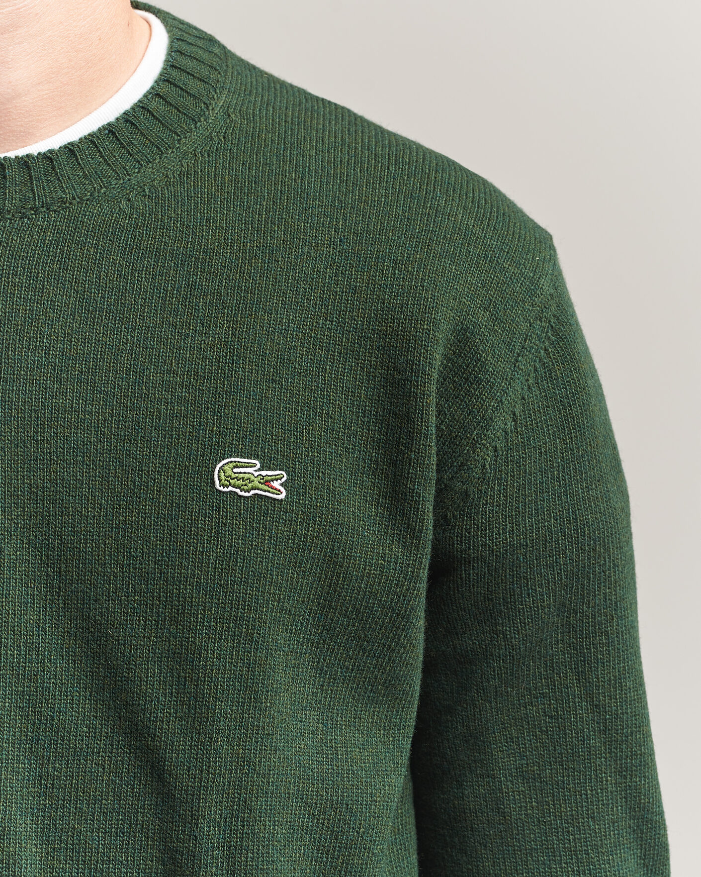 Men | Sweaters & Knitwear | Lacoste | Carded Wool Crew Neck Sinople