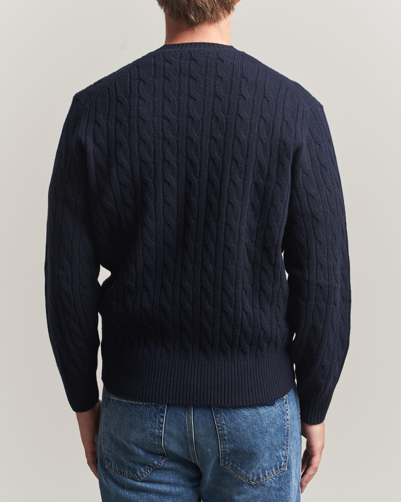 Men | Sweaters & Knitwear | Lacoste | Carded Wool Cable Crew Neck Navy Blue