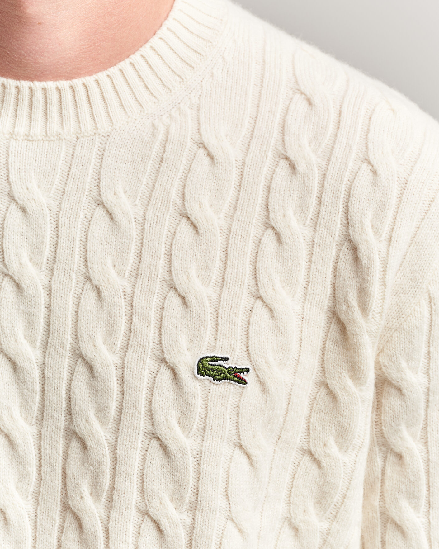 Men | Sweaters & Knitwear | Lacoste | Carded Wool Cable Crew Neck Lapland