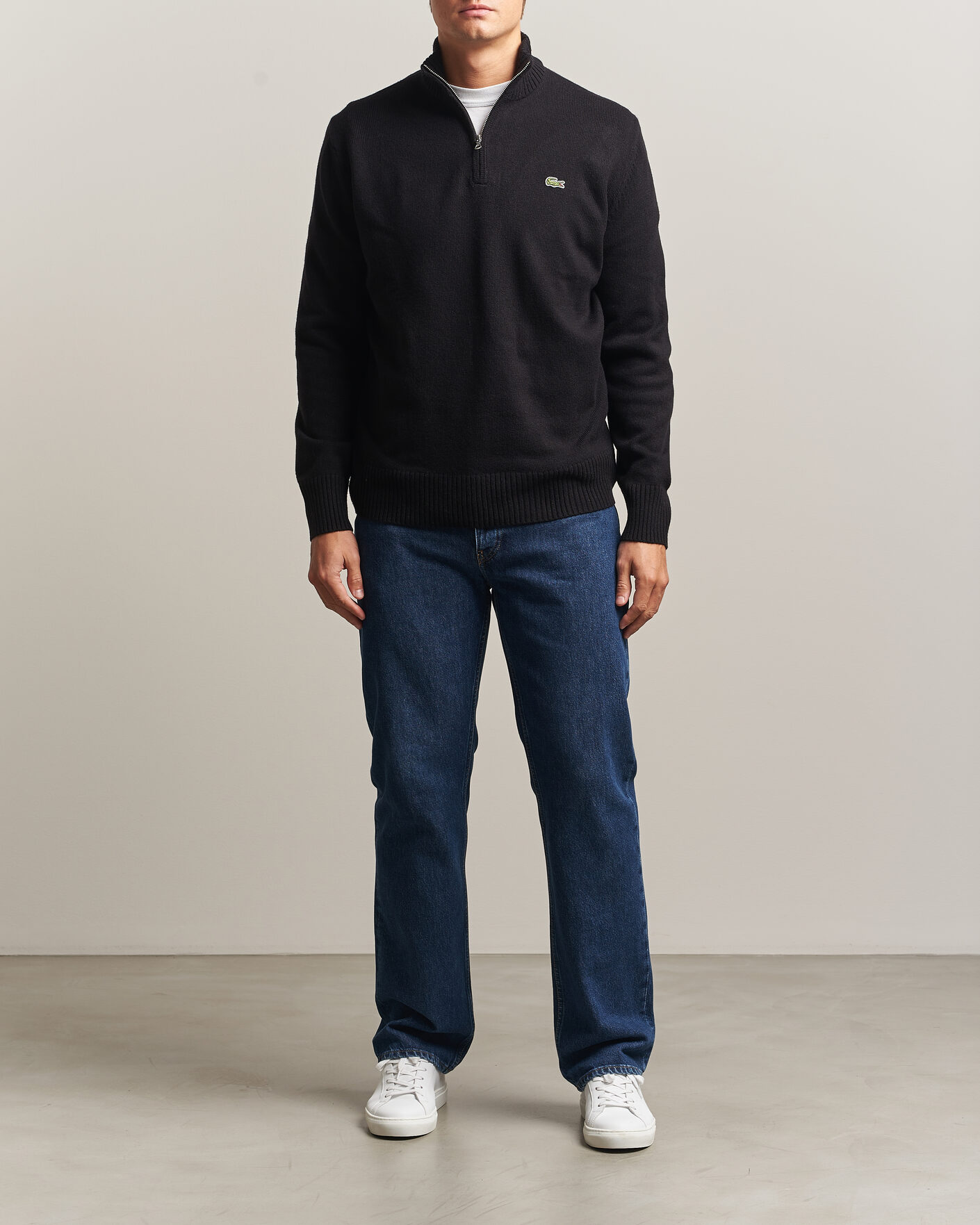 Men | Sweaters & Knitwear | Lacoste | Carded Wool Half Zip Black