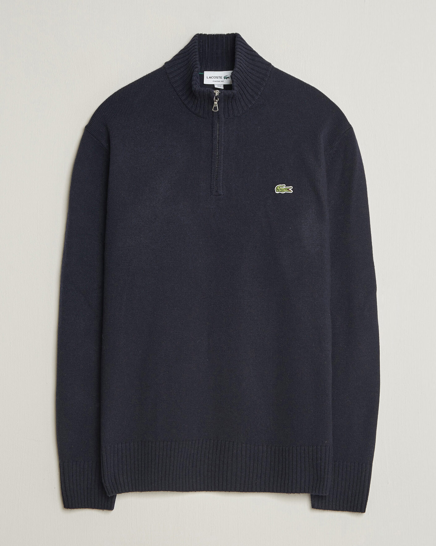 Men | Sweaters & Knitwear | Lacoste | Carded Wool Half Zip Navy Blue