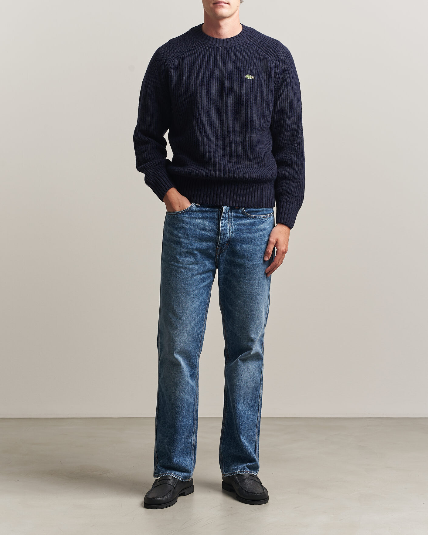 Men | Sweaters & Knitwear | Lacoste | Heavy Wool Knitted Sweater Navy Blue